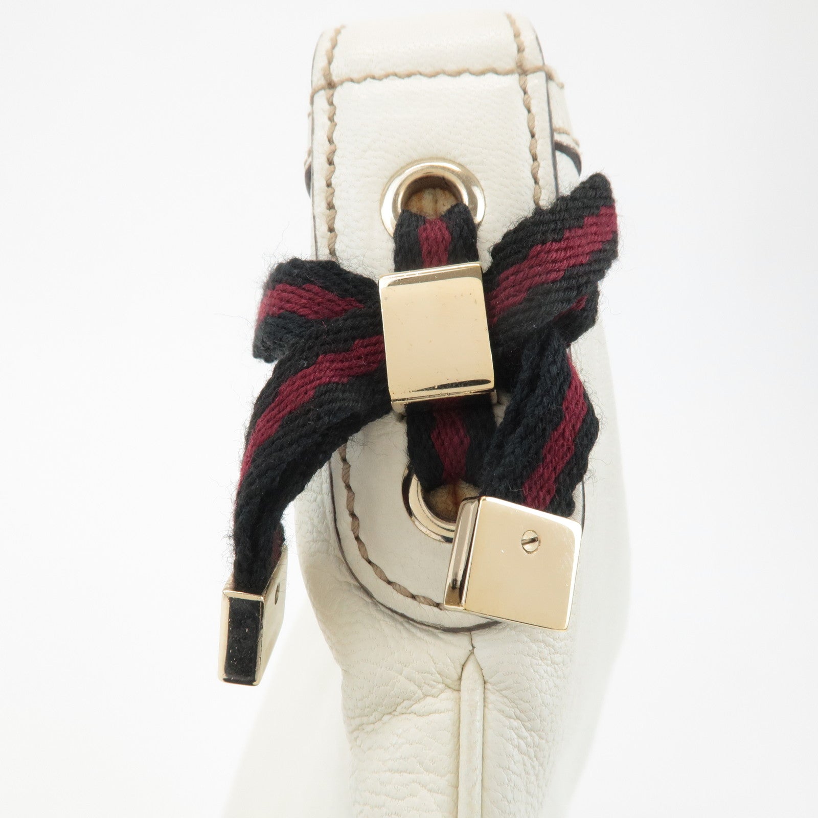 GUCCI Sherry Princy Leather Shoulder Bag White 162882 Used