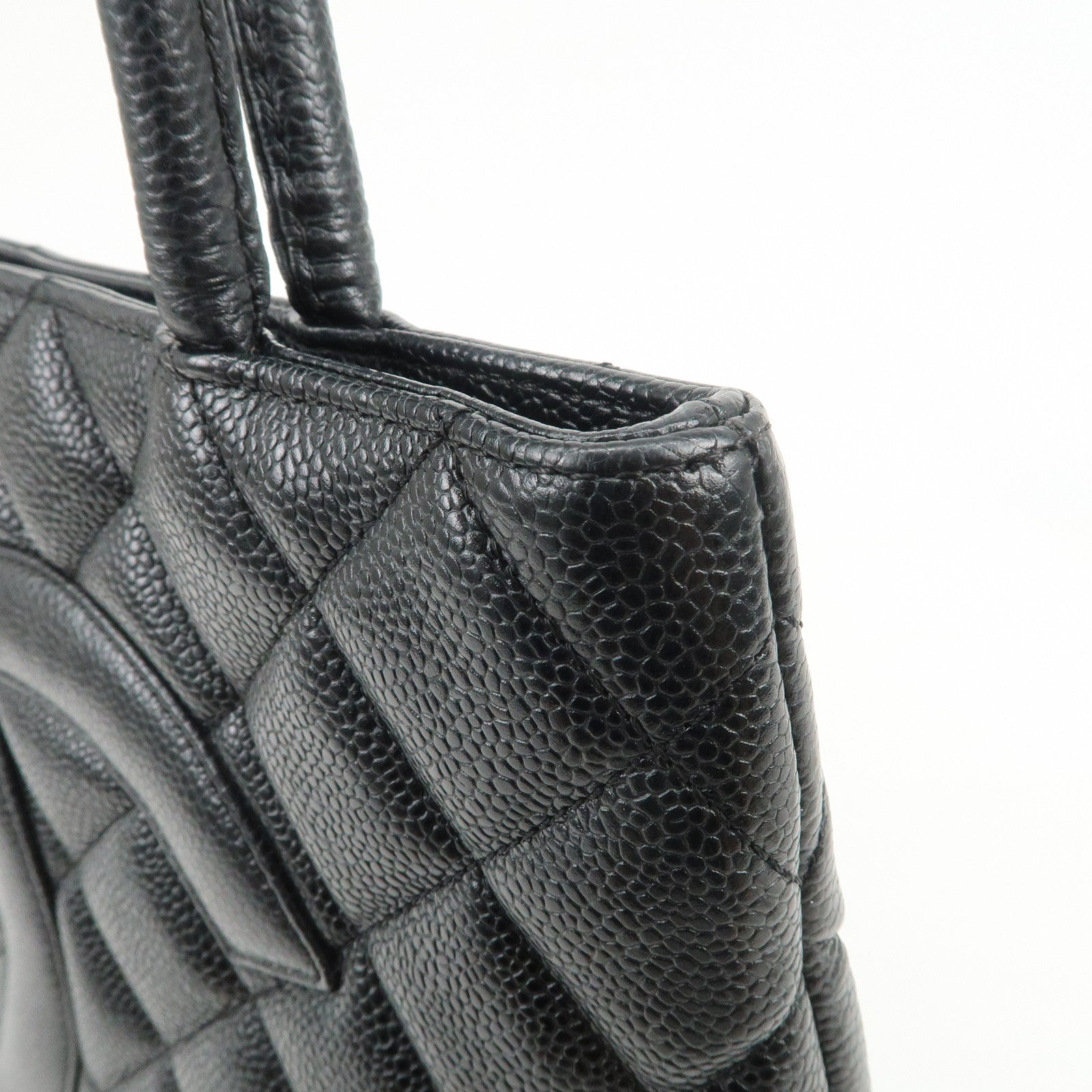 CHANEL Matelasse COCO Mark Medallion Tote Bag Hand Bag Black A01804