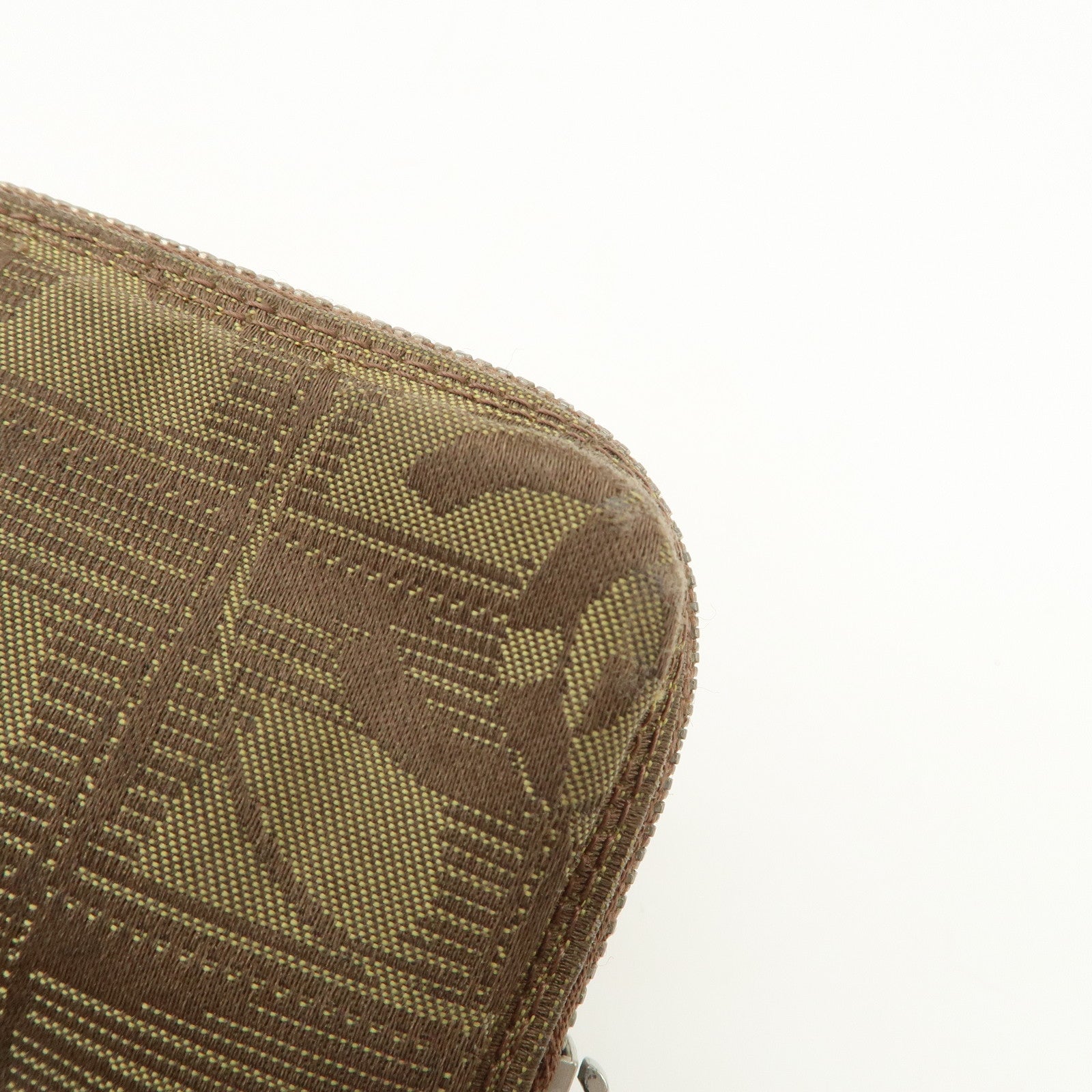 CHANEL New Travel Line Nylon Jacquard Cosmetic Pouch Khaki