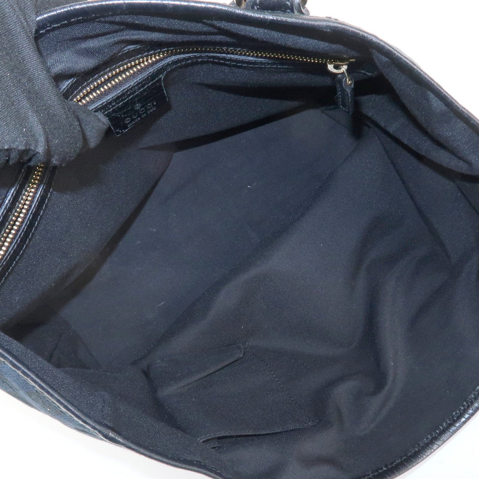 GUCCI Sherry GG Canvas Leather Tote Shoulder Bag Black 137396