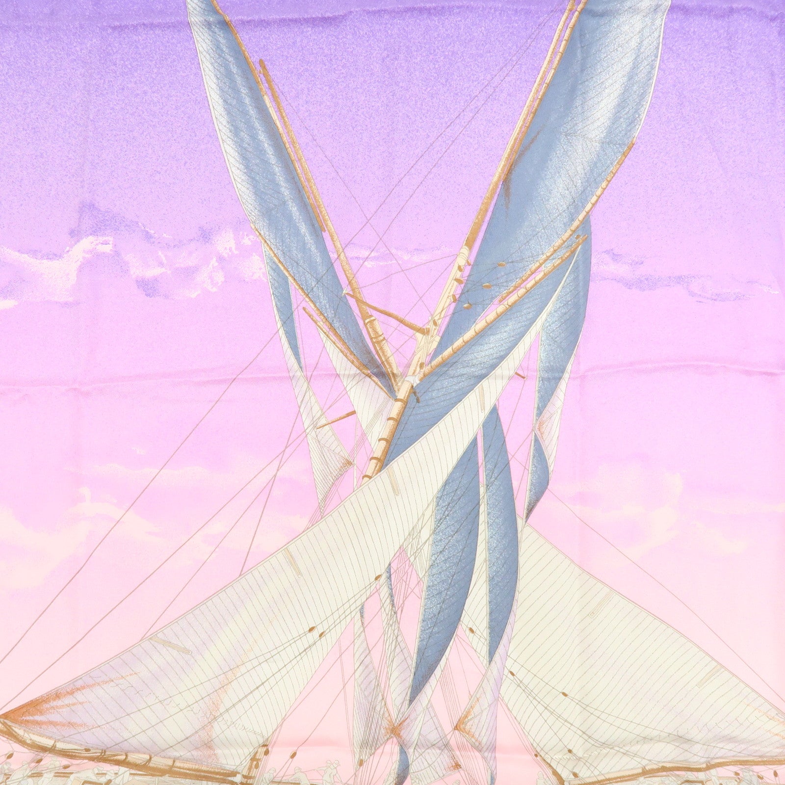 HERMES Carre 90 Silk 100% Scarf EN COURSE Purple Blue