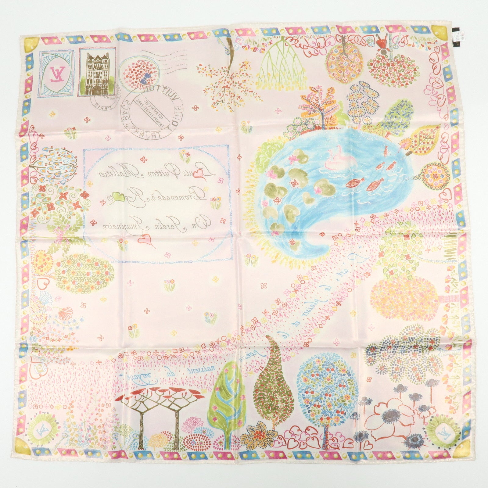 Louis Vuitton Silk 100% Scarf Voyage Autour De Ma Malle M72898