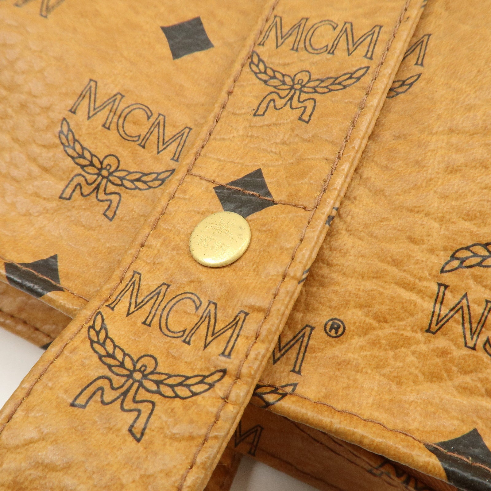 MCM Visetos Leather Shoulder Bag Tote Bag Brown