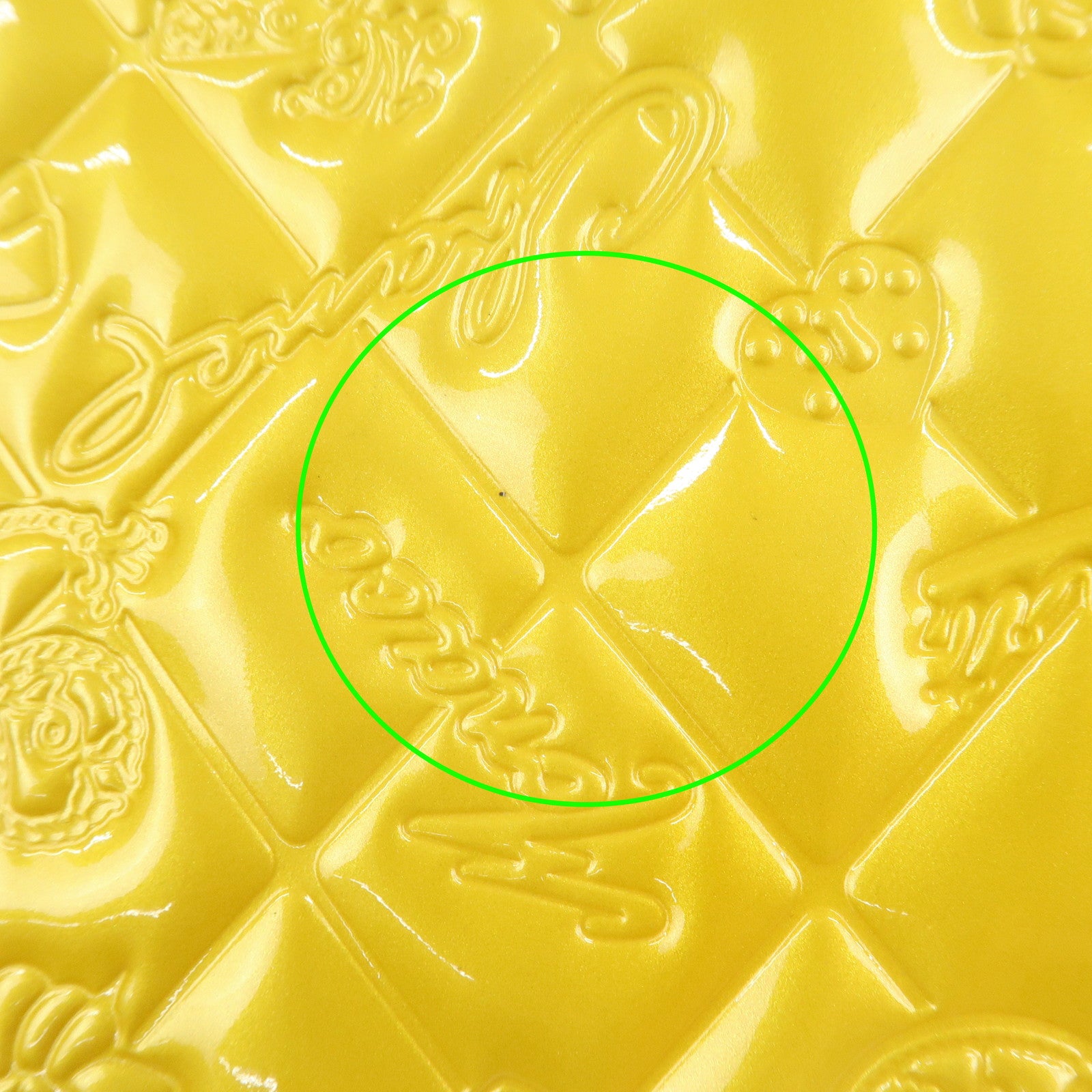 CHANEL Icon Line Patent Leather Chain Shoulder Bag Yellow A37156