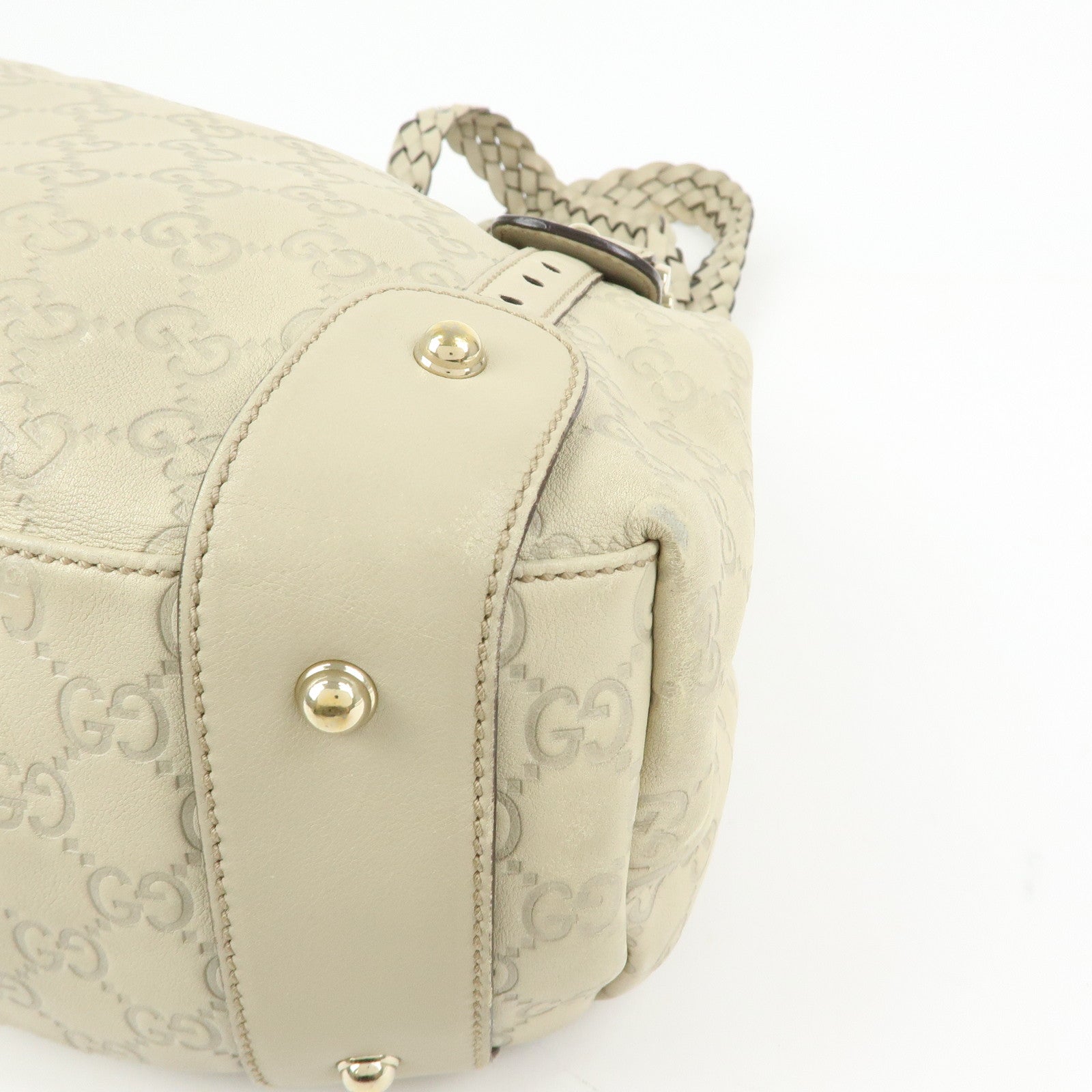 GUCCI Horsebit Guccissima Leather Hand Bag Ivory 137621