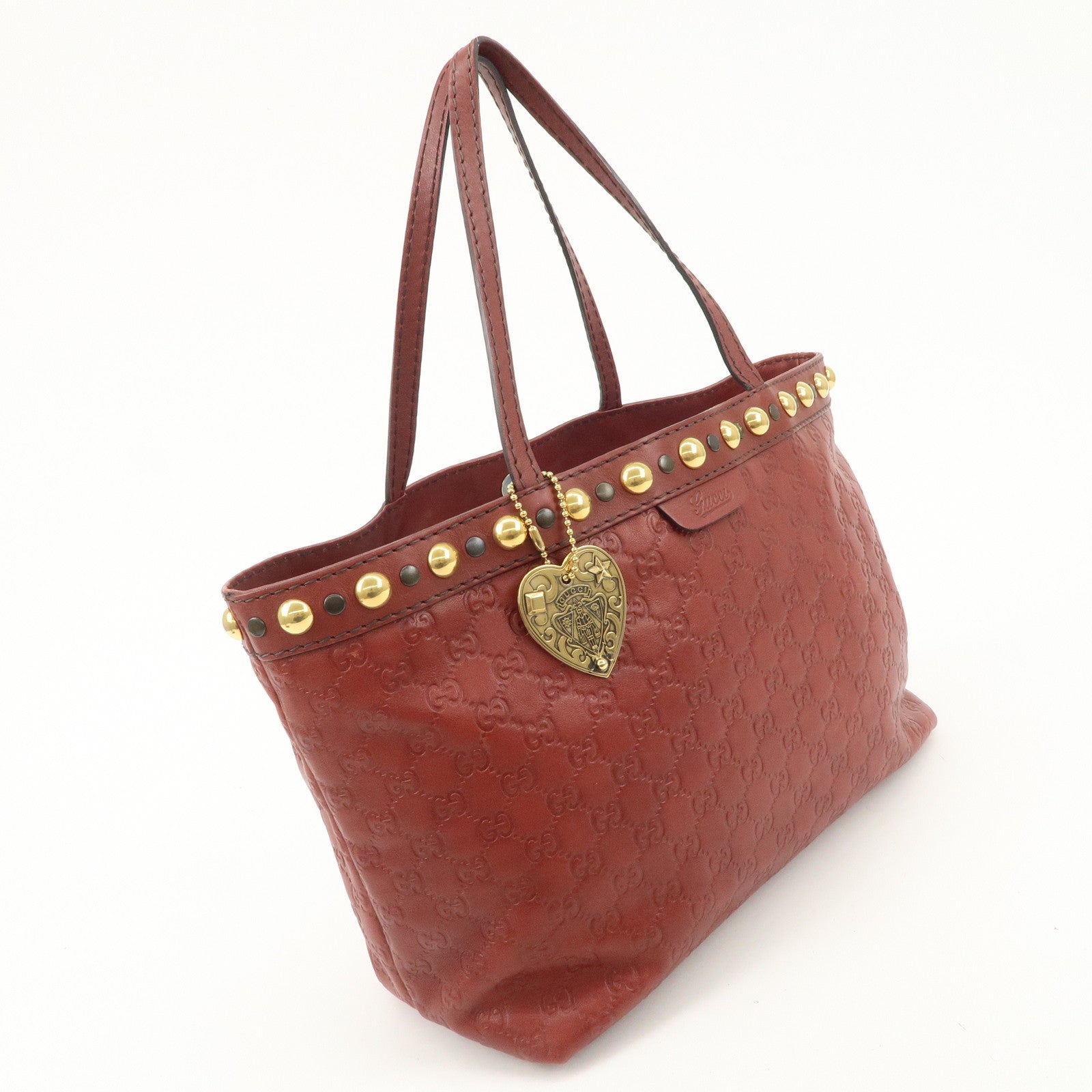 GUCCI Historia Guccissima Leather Tote Hand Bag Red Brown 207291 Used