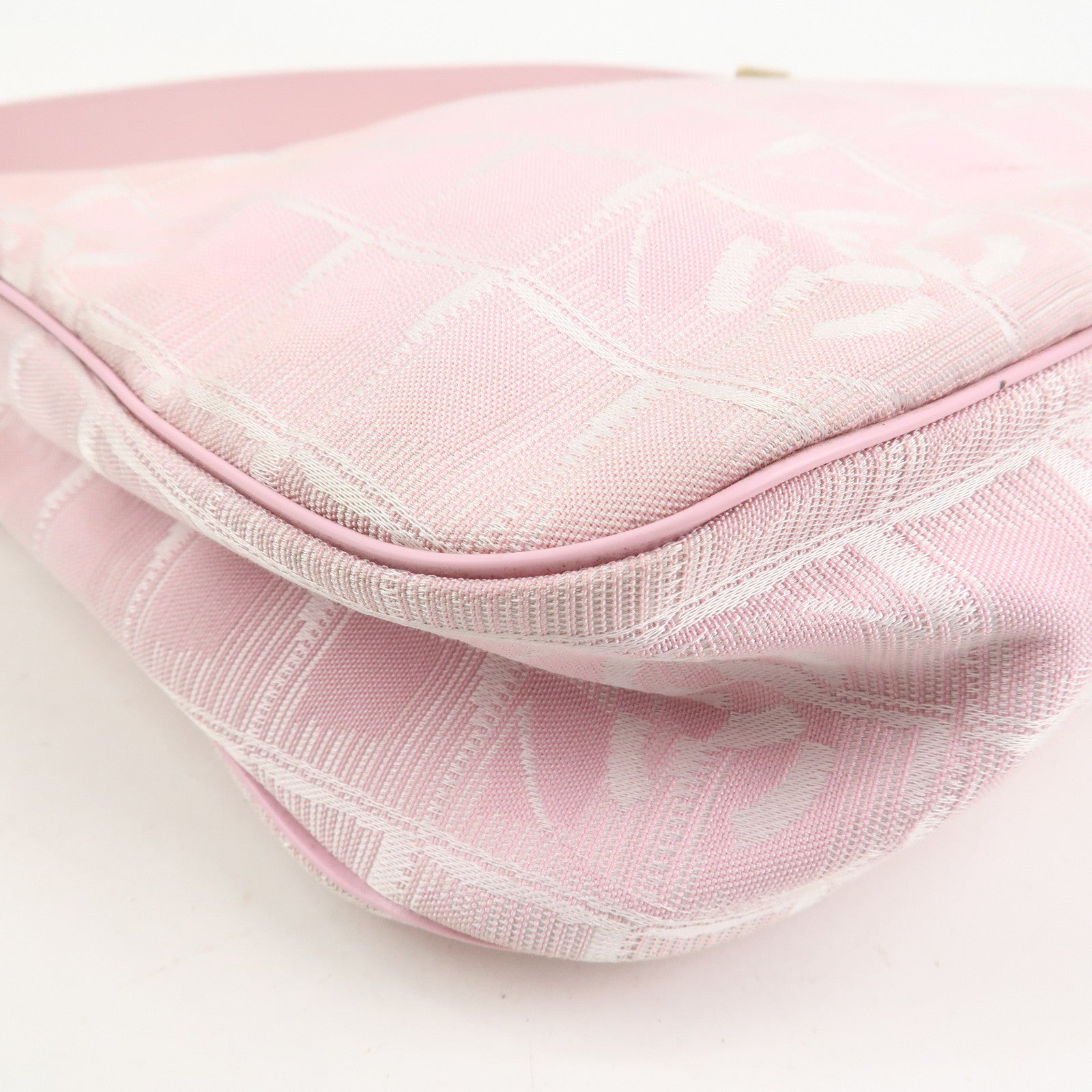 CHANEL New Travel Line Nylon Jacquard Leather Shoulder Bag Pink