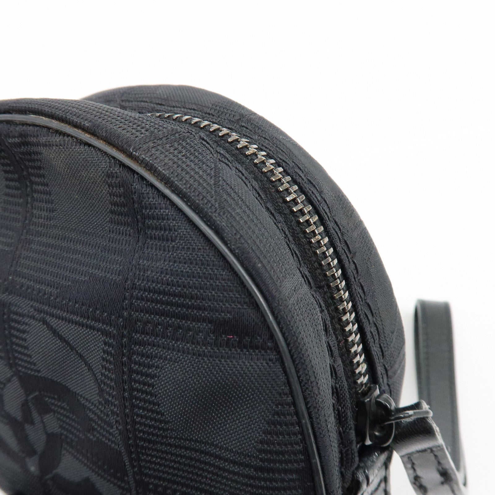 CHANEL New Travel Line Nylon Jacquard Leather Cosmetic Pouch Black