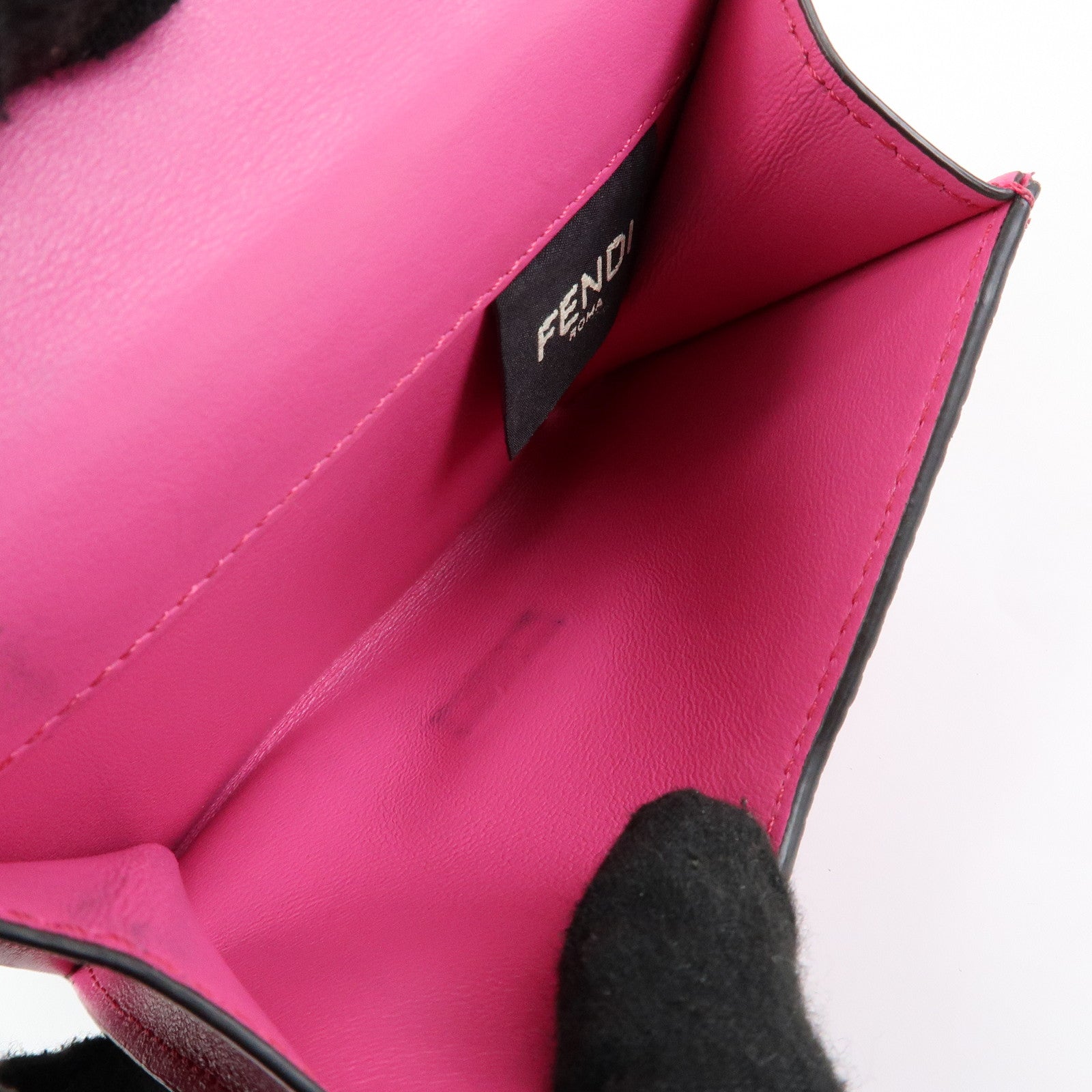 FENDI Peekaboo Leather Bi-fold Compact Wallet Pink 8M0438
