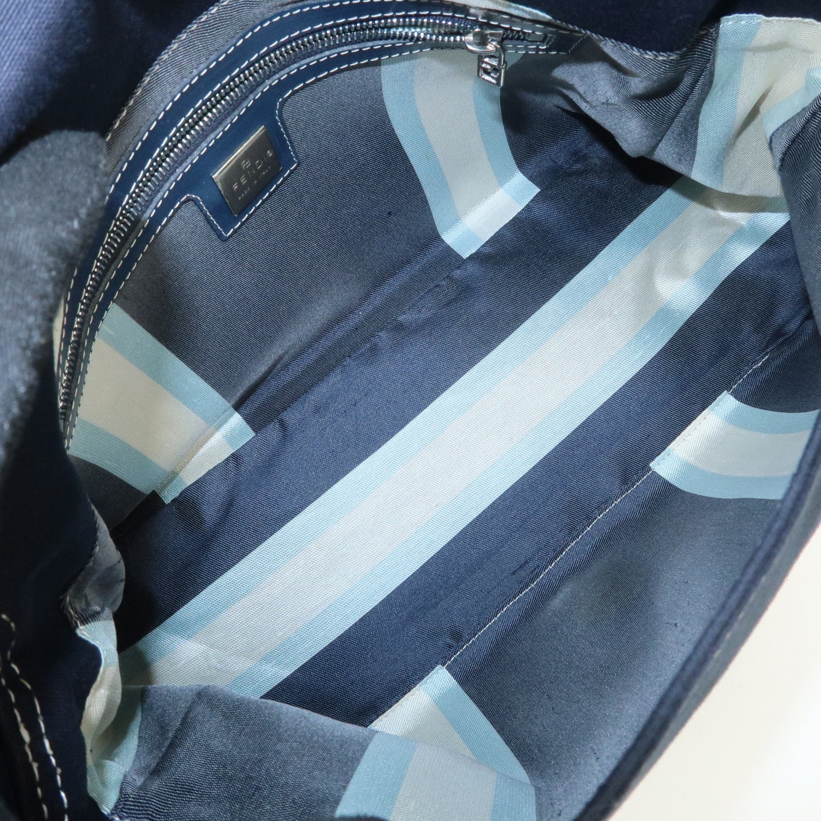 FENDI Mamma Baguette Canvas Shoulder Bag Dark Navy 26325