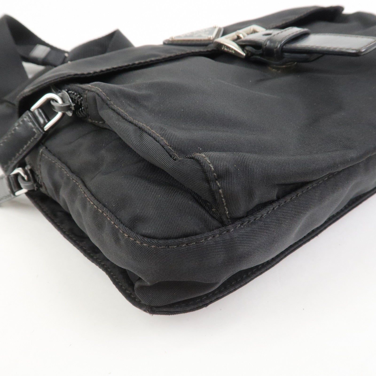 PRADA Nylon Leather Shoulder Bag Crossbody Bag Black BT0521