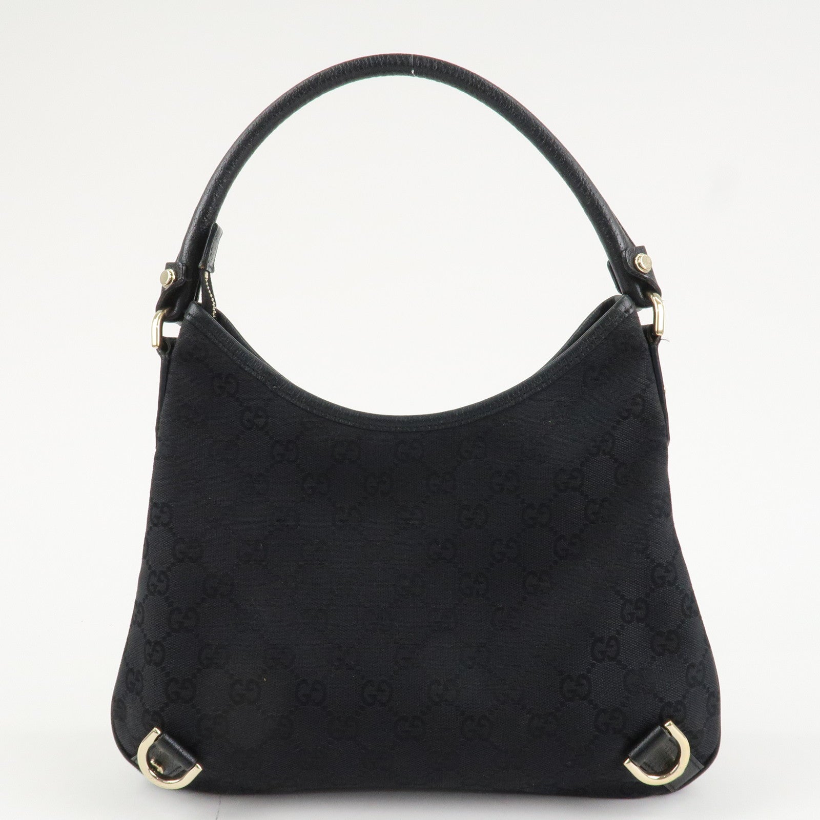 GUCCI Abbey GG Canvas Leather Shoulder Bag Black 130738 Used