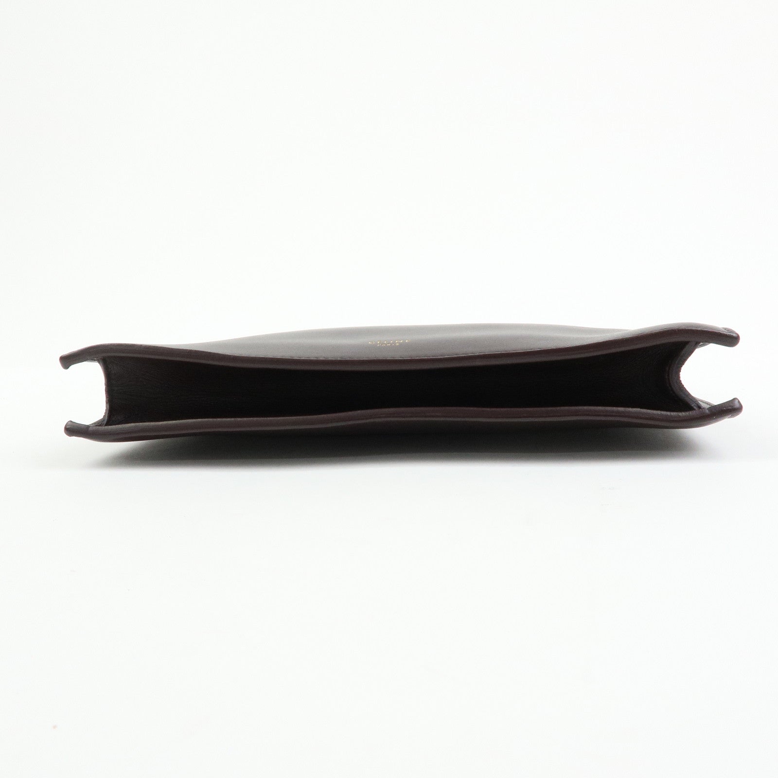 CELINE Leather Mini Clasp Shoulder Bag Dark Brown 181053ASG