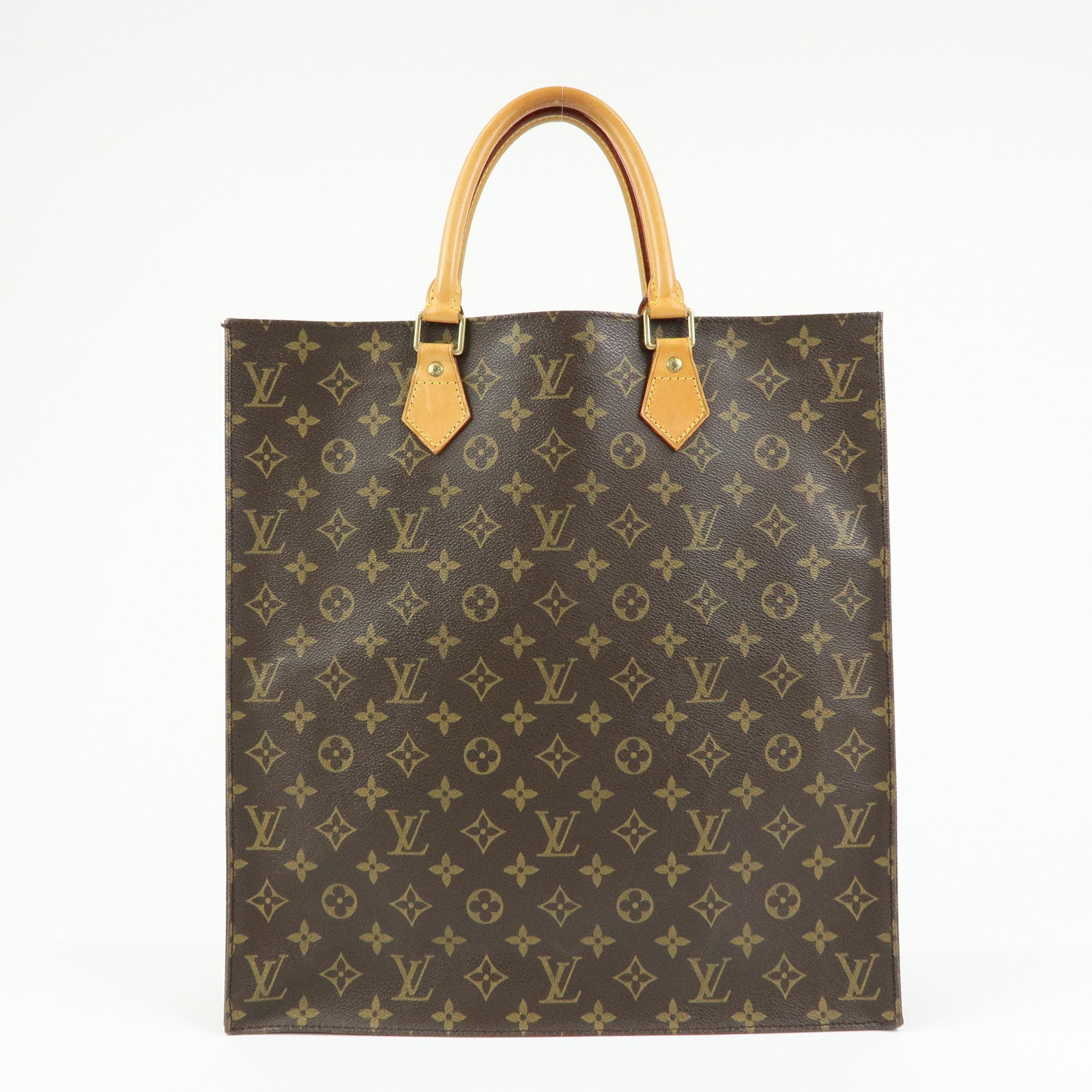 Louis Vuitton Monogram Sac Plat Tote Bag Hand Bag Brown M51140