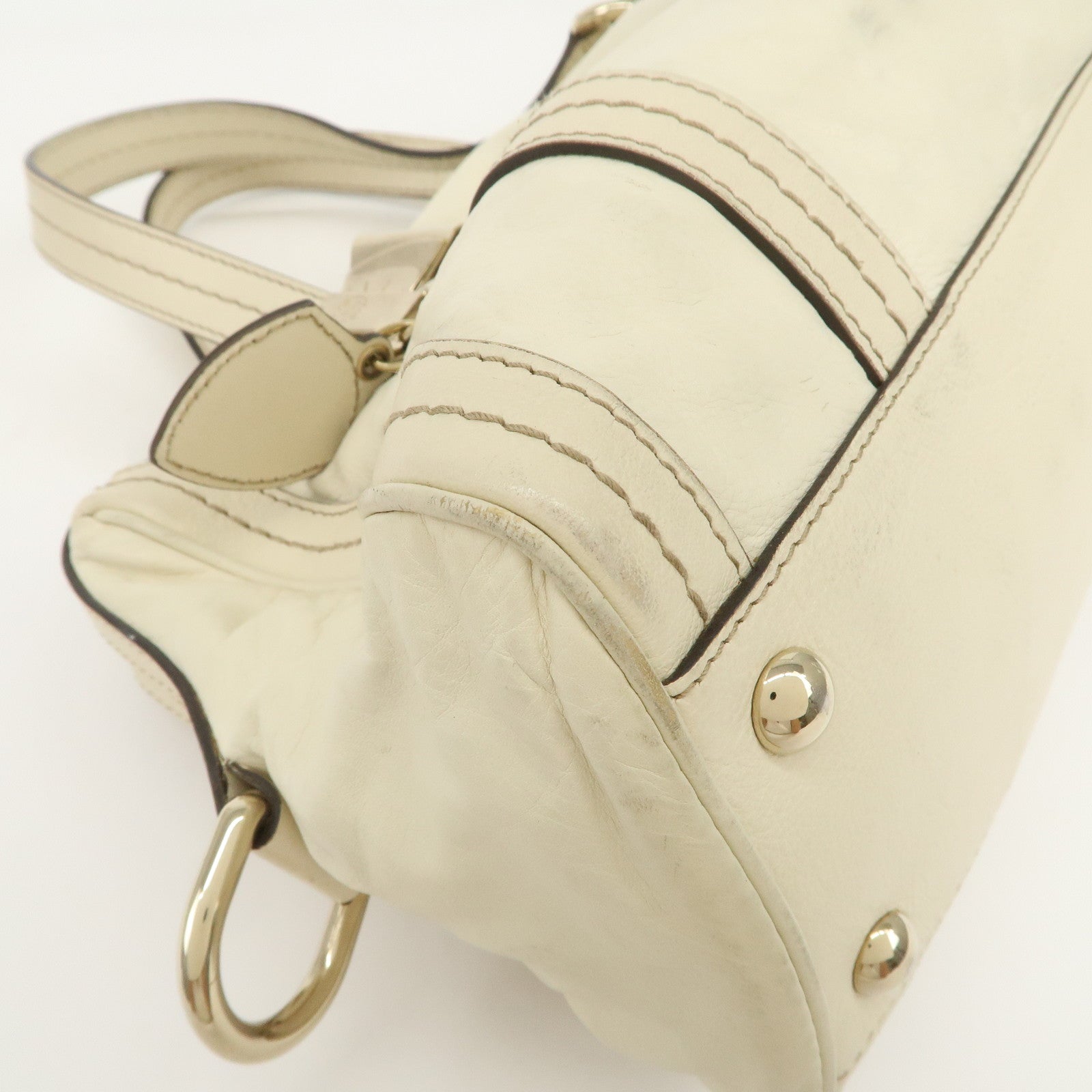 GUCCI Historia Interlocking G Leather Mini Boston Bag Ivory 181487