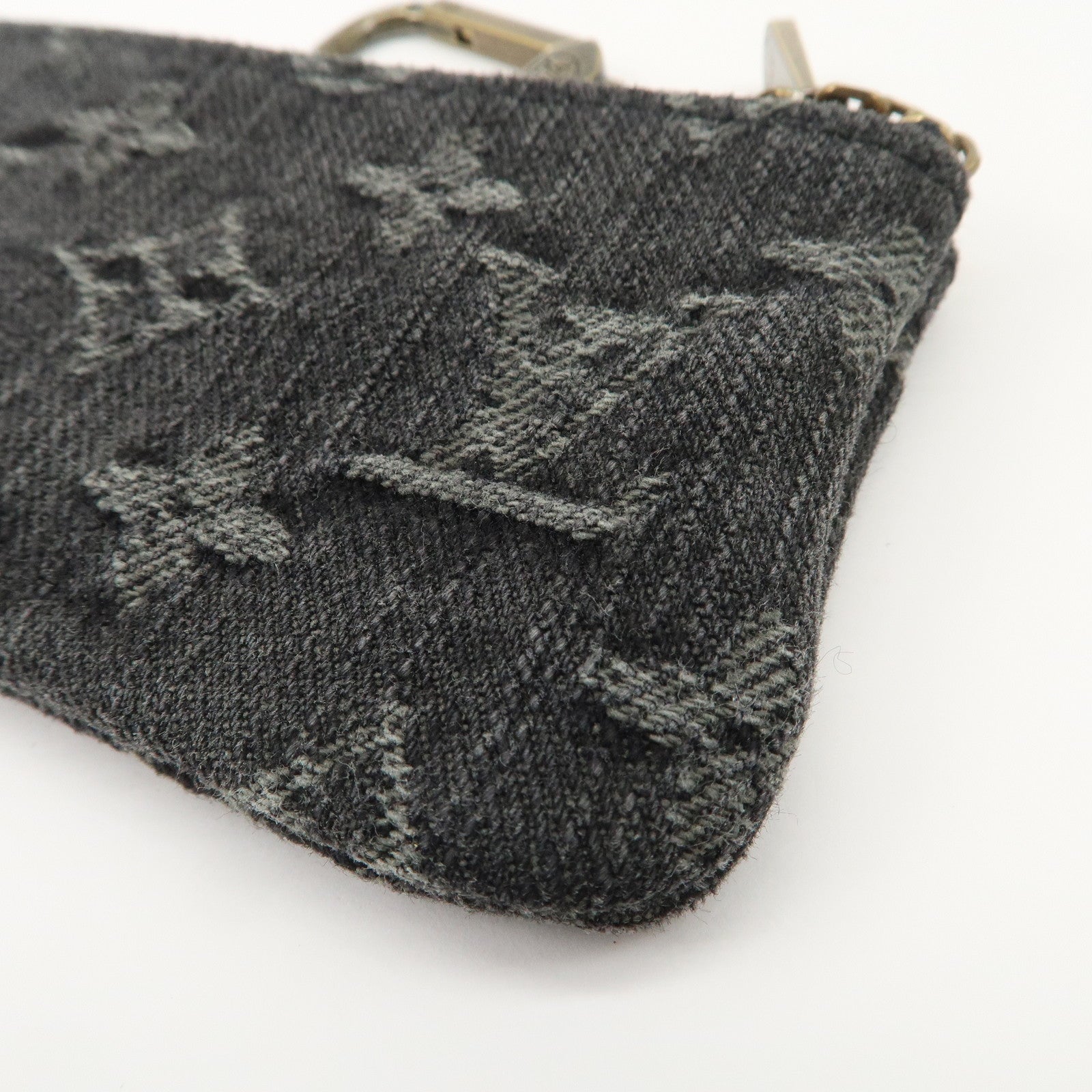 Louis Vuitton Monogram Denim Pochette Cles Coin Case Black M95616