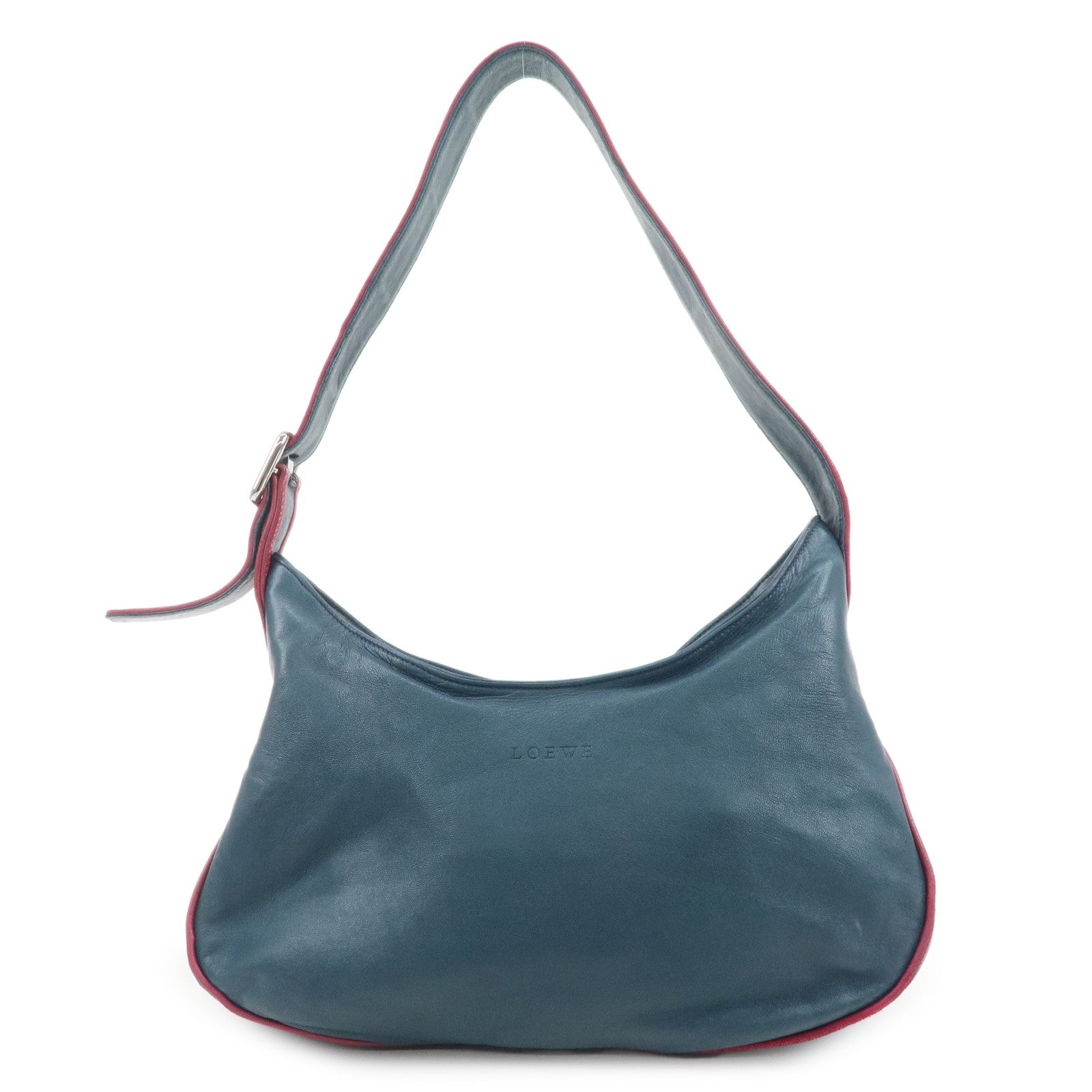 LOEWE Nappa Leather Shoulder Bag Hand Bag Blue Pink