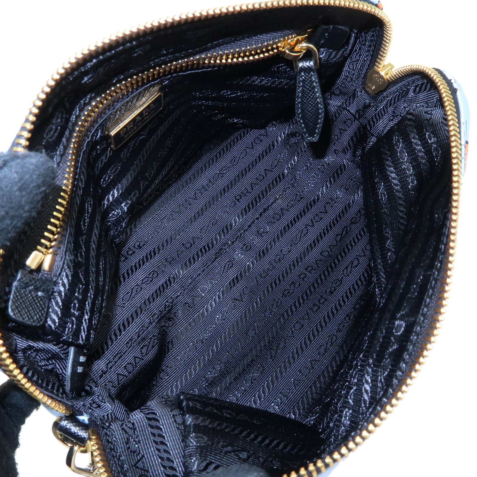 PRADA Triangle Logo Nylon Cosmetic Pouch Light Blue 1NS693