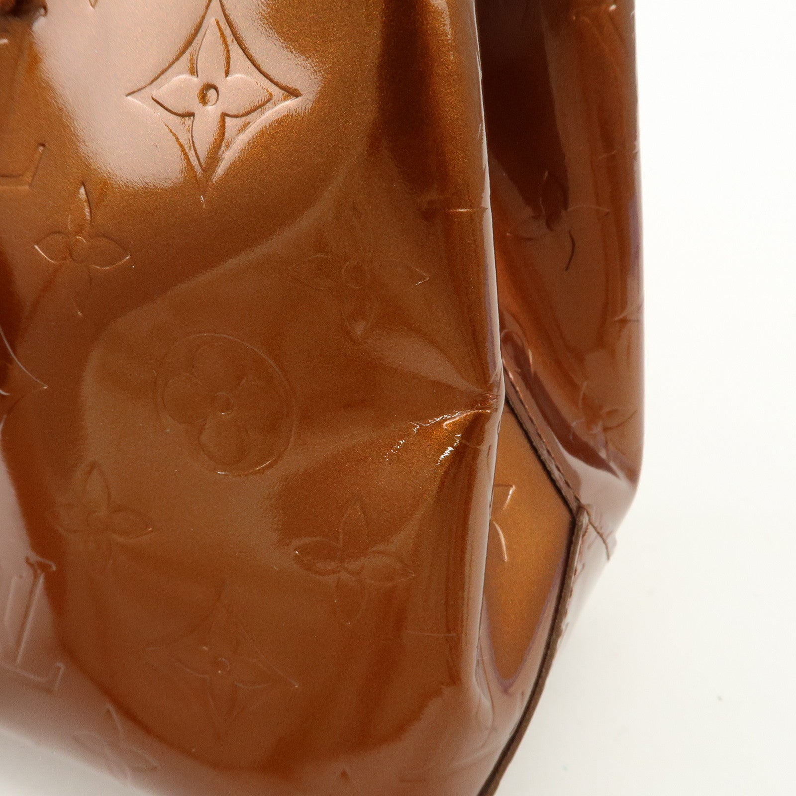 Louis Vuitton Monogram Vernis Lead PM Hand Bag Bronze M91146 Used