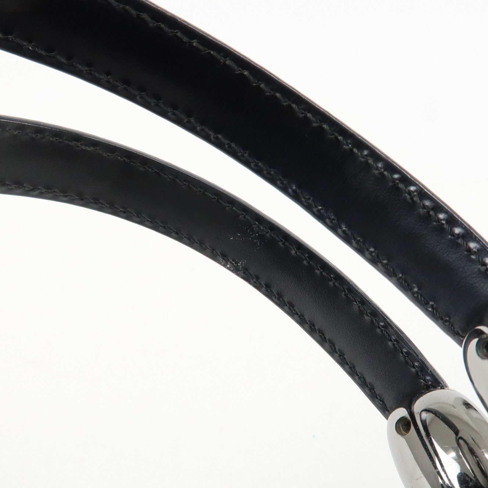 Christian Dior Enamel Leather Maris Pearl Hand Bag Black Used