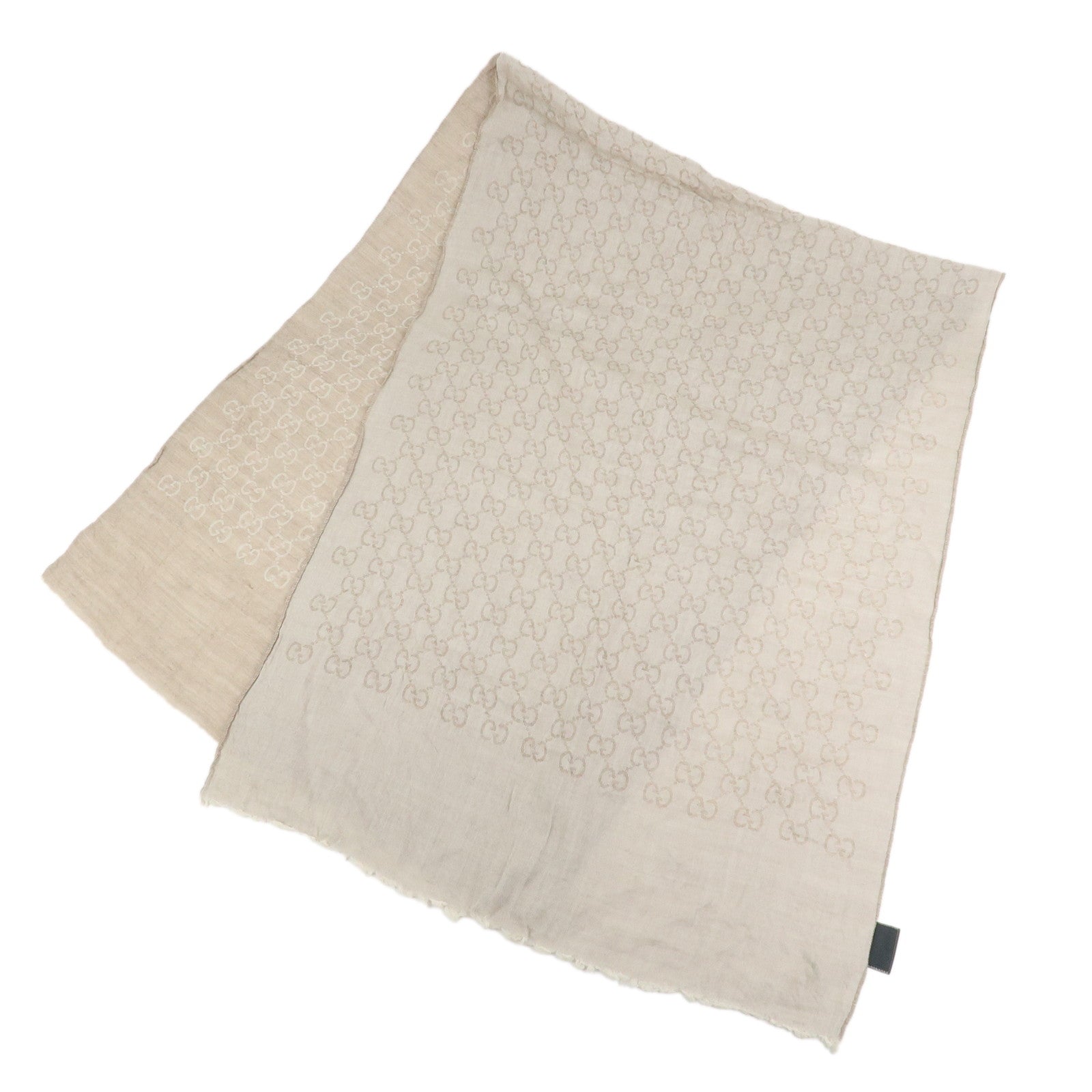 GUCCI GG Monogram Cotton Scarf Shawl 150X70 Beige