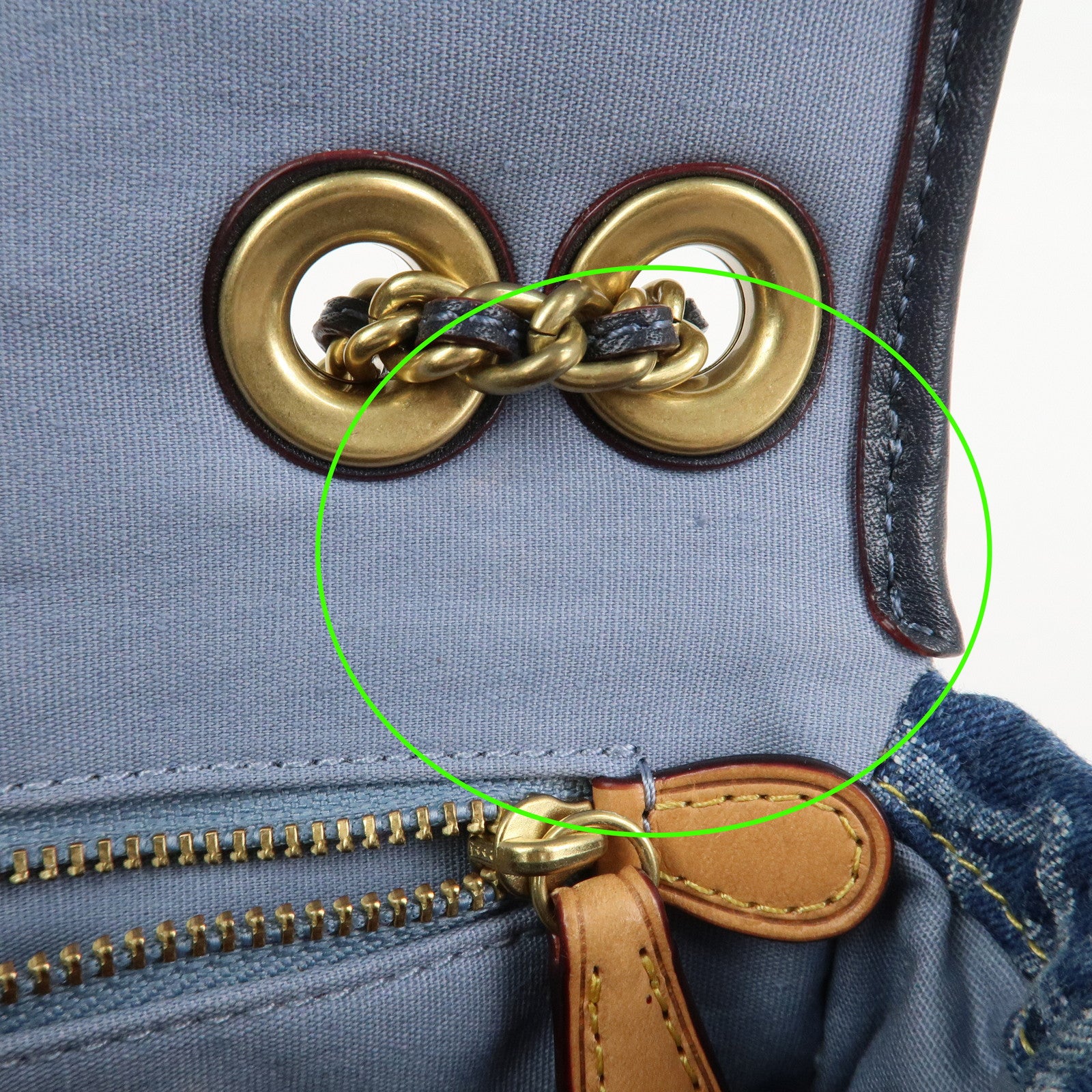 COACH Denim Leather Chain Shoulder Bag Crossbody Bag Hand Bag Blue