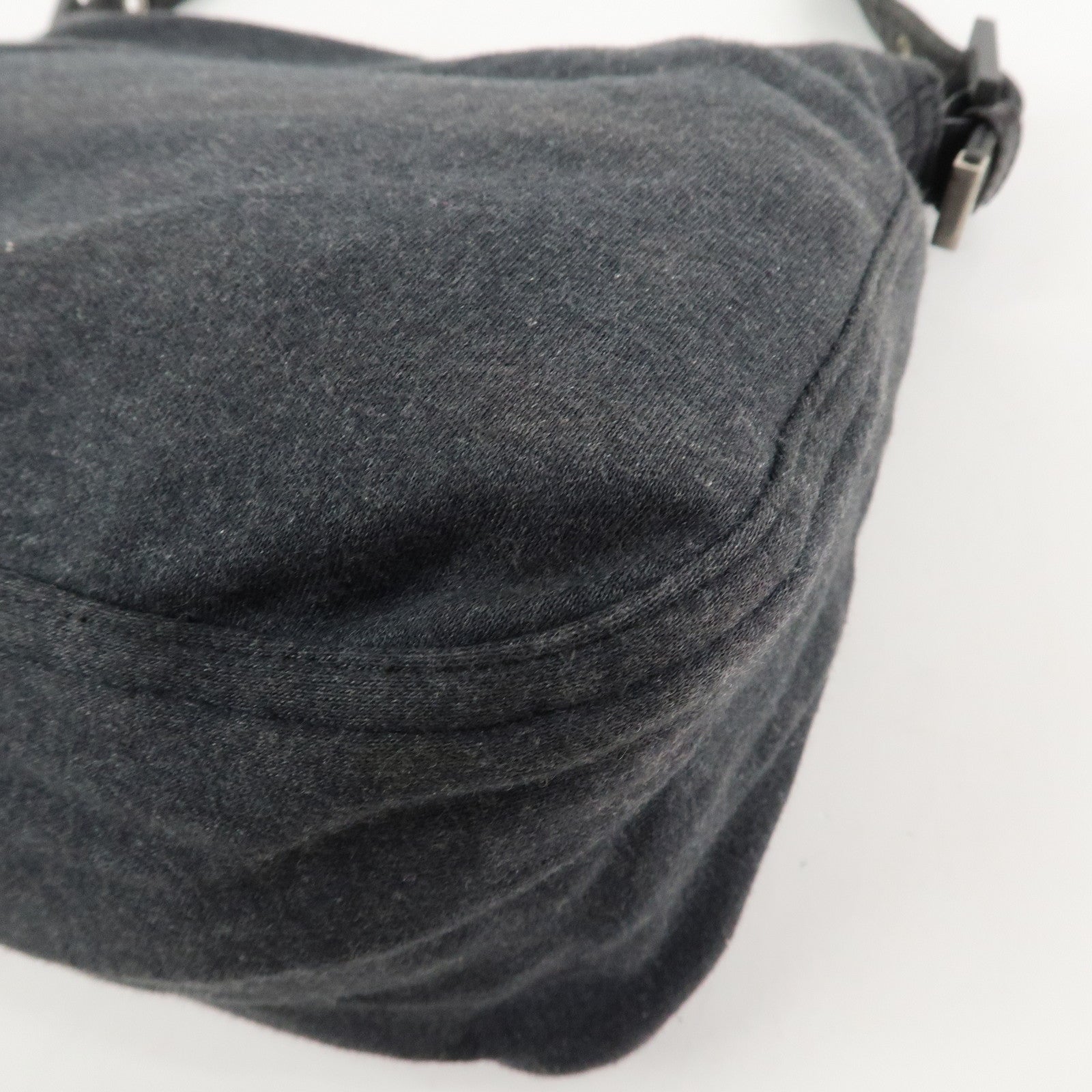 FENDI Mamma Baguette Cotton Shoulder Bag Hand Bag Gray 26325
