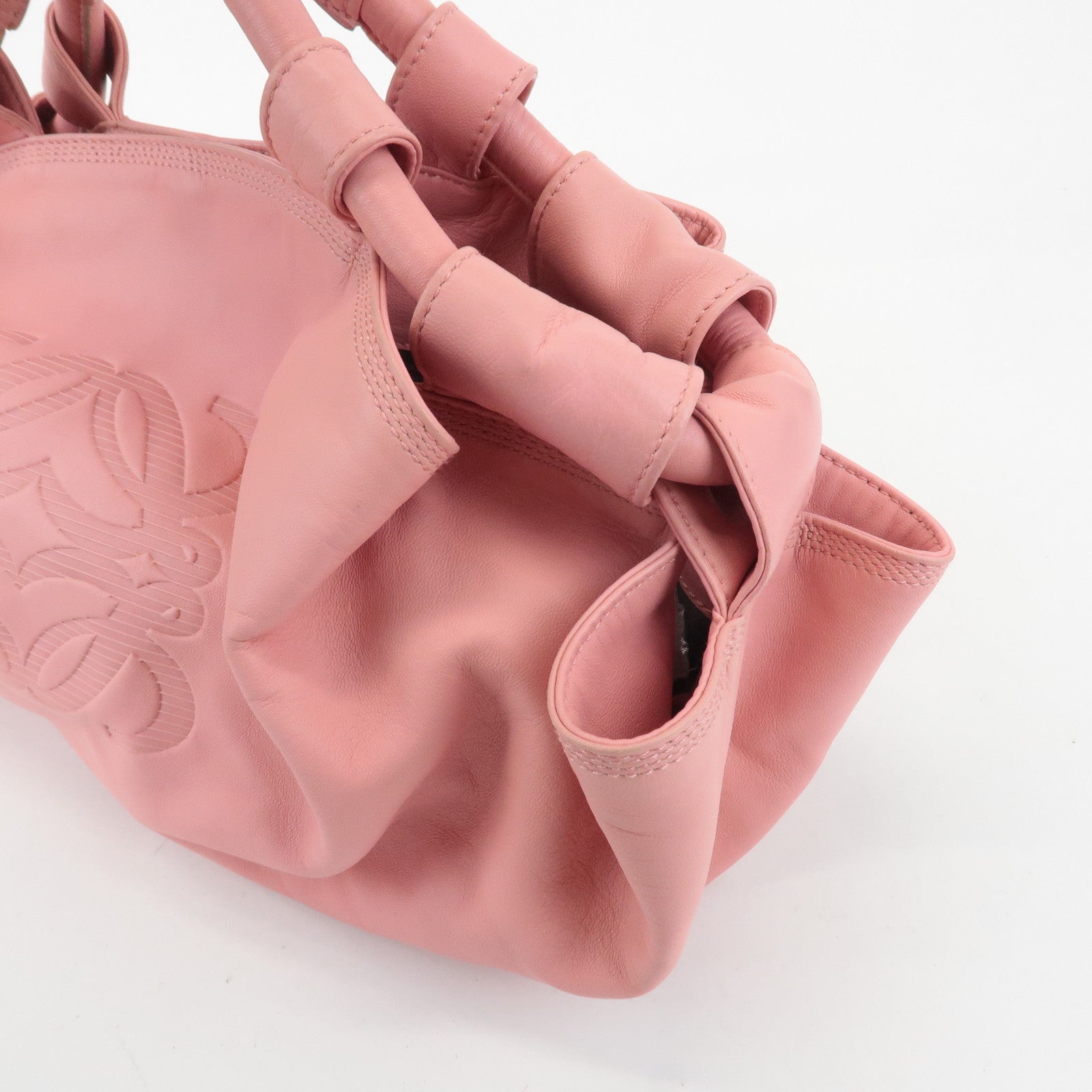 LOEWE Anagram Leather Nappa Aire Shoulder Hand Bag Pink Used