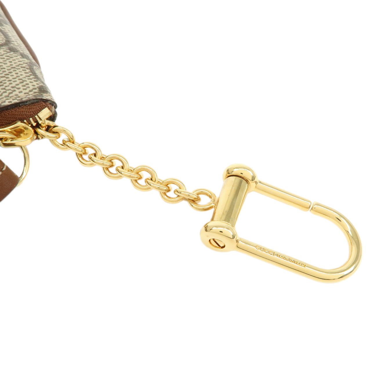 GUCCI GG Supreme Leather Coin Case Coin Pouch Beige Brown 447964 Used