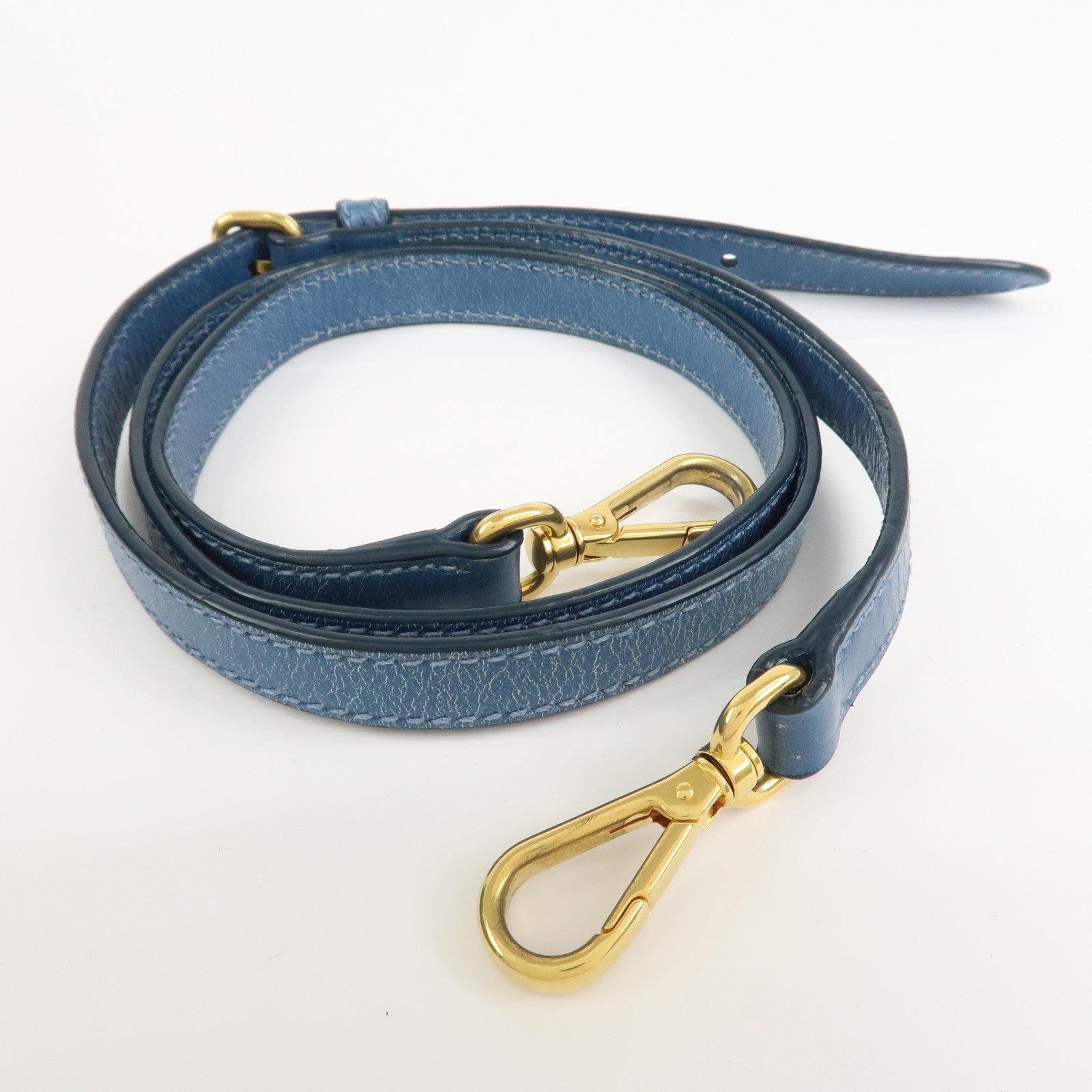 MIU MIU Logo Leather 2Way Bag Hand Bag Shoulder Bag Blue