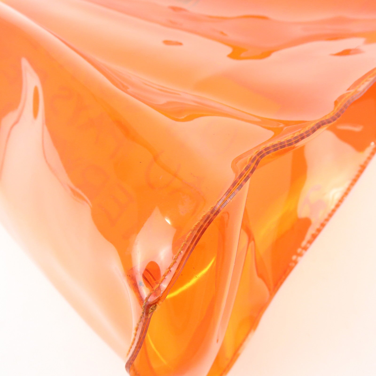 HERMES Kelly Vinyl Hand Bag Clear Orange