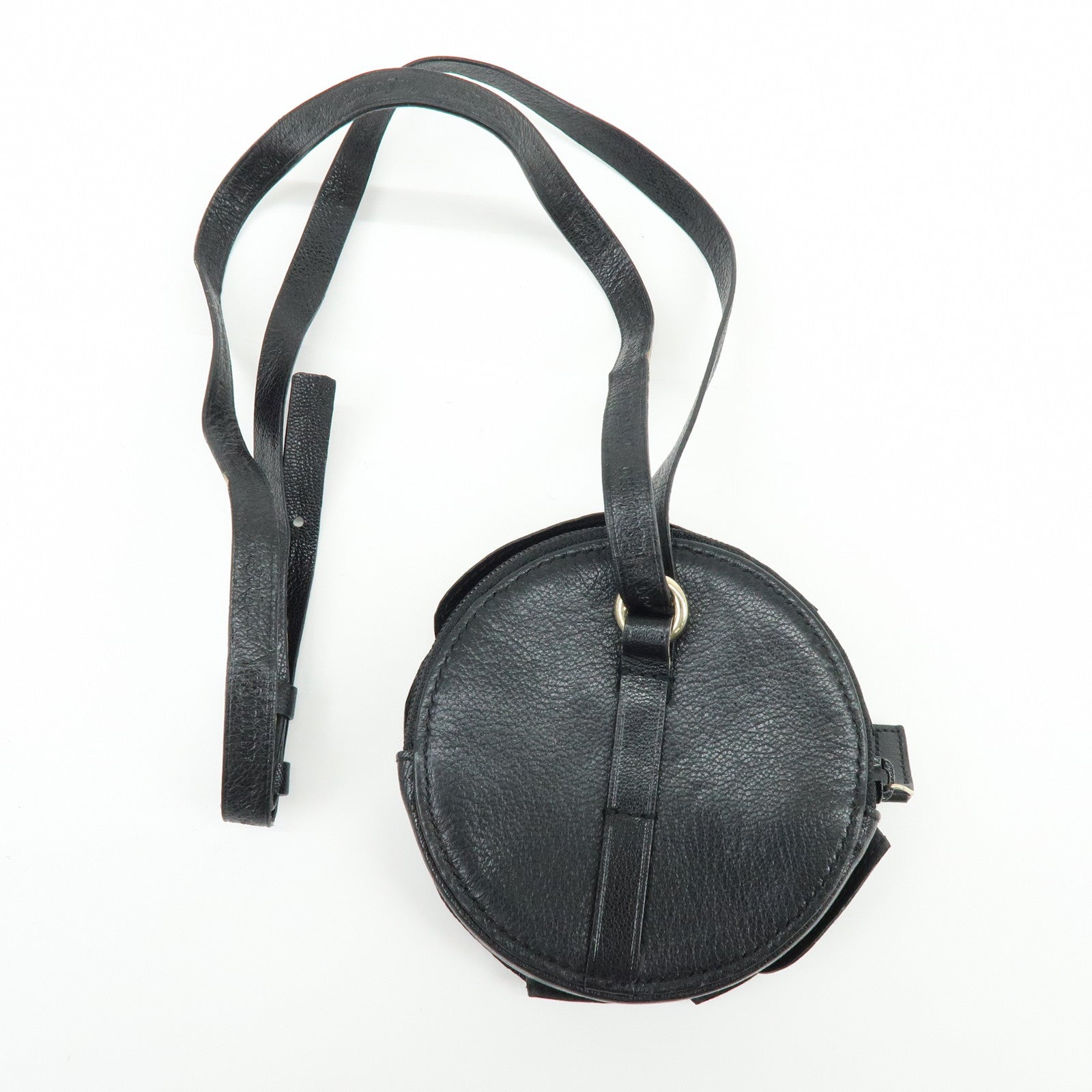 SAINT RAURENT PARIS Nadja Leather Shoulder Pouch Flower Motif Black
