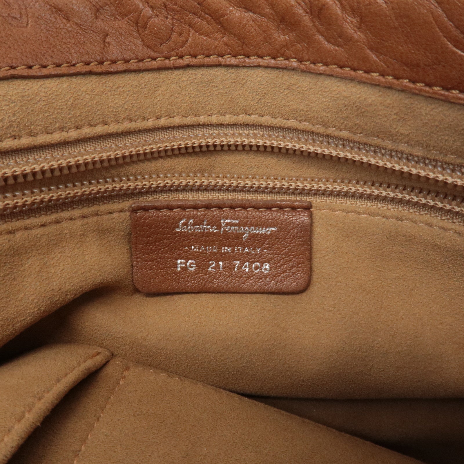 Ferragamo Ganchini Leather Shoulder Bag Hand Bag Brown Used