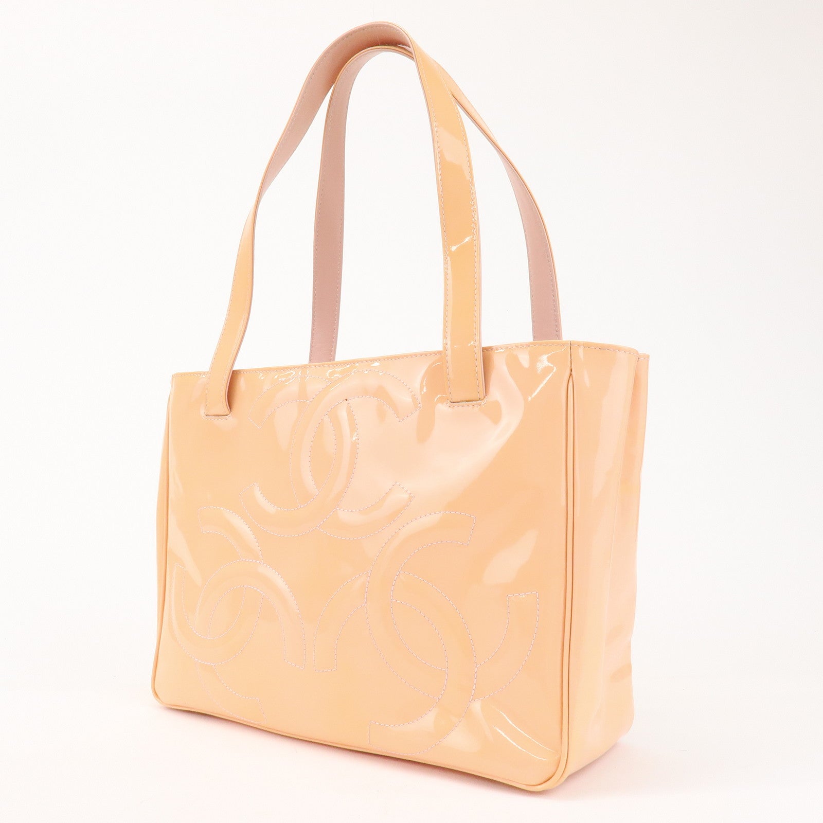 CHANEL COCOMark Patent Leather Tote Bag Shoulder Bag Pink