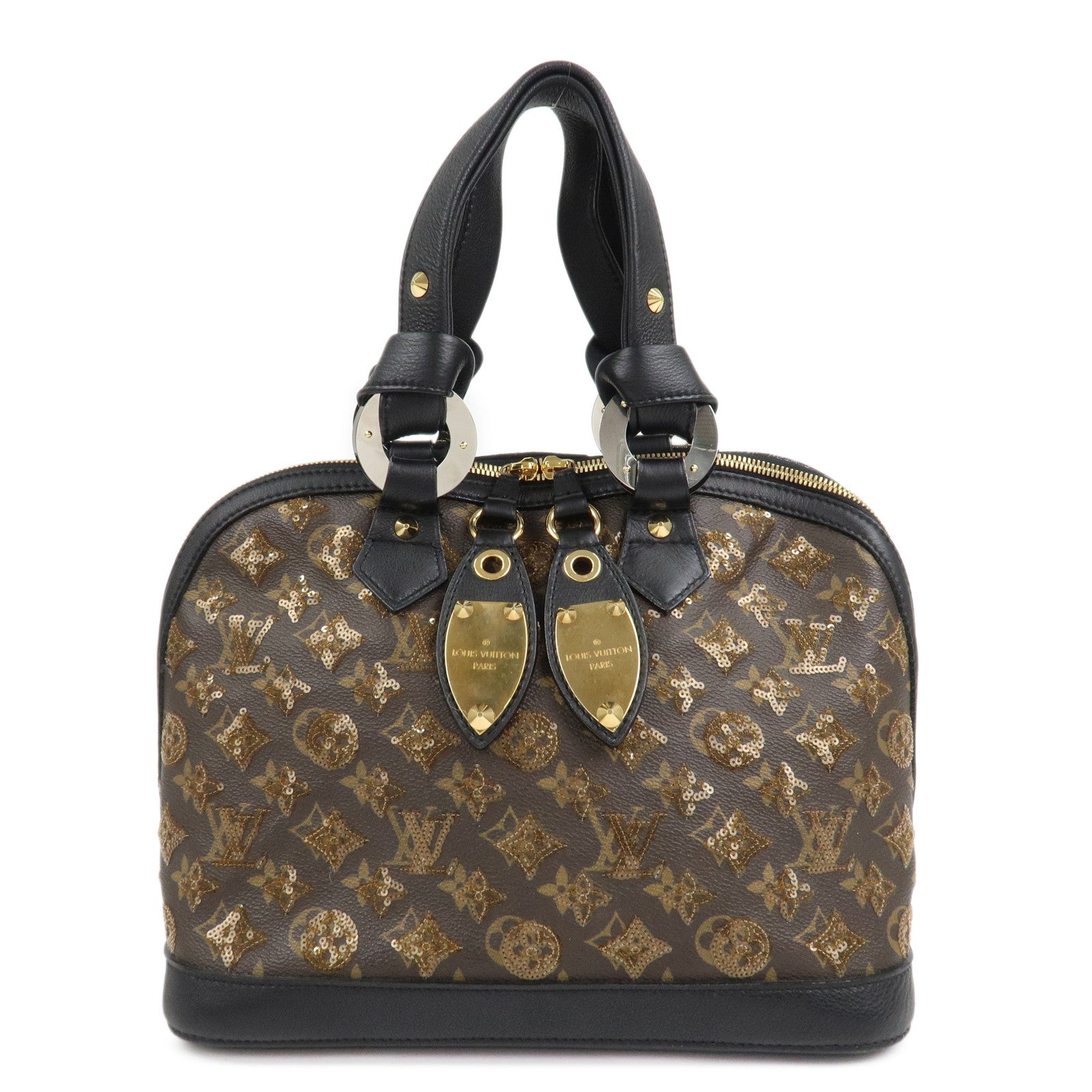 Louis Vuitton Monogram Eclipse Alma Hand Bag Ambre Brown M40245