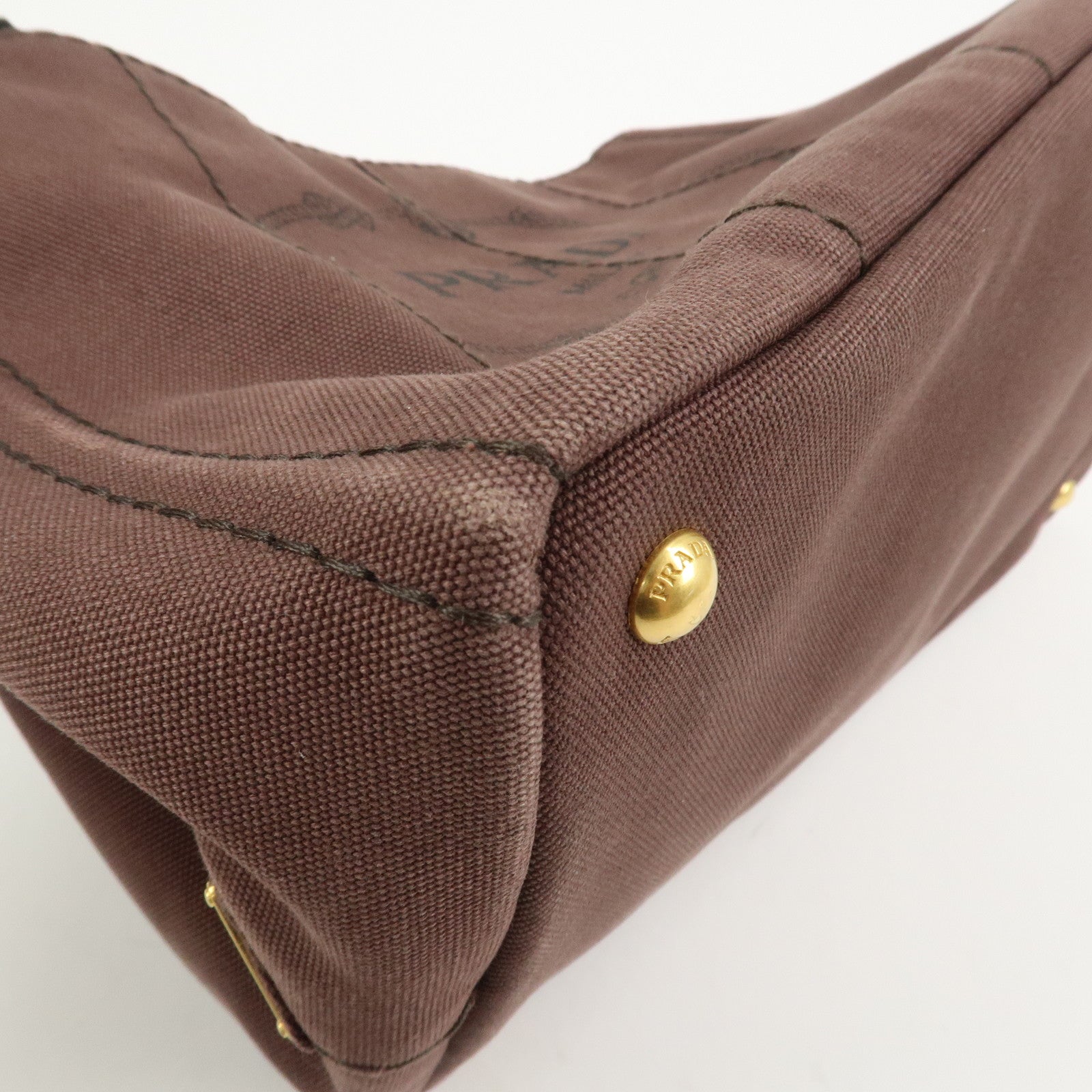 PRADA Logo Canapa Canvas 2Way Bag Hand Bag Brown BN2642