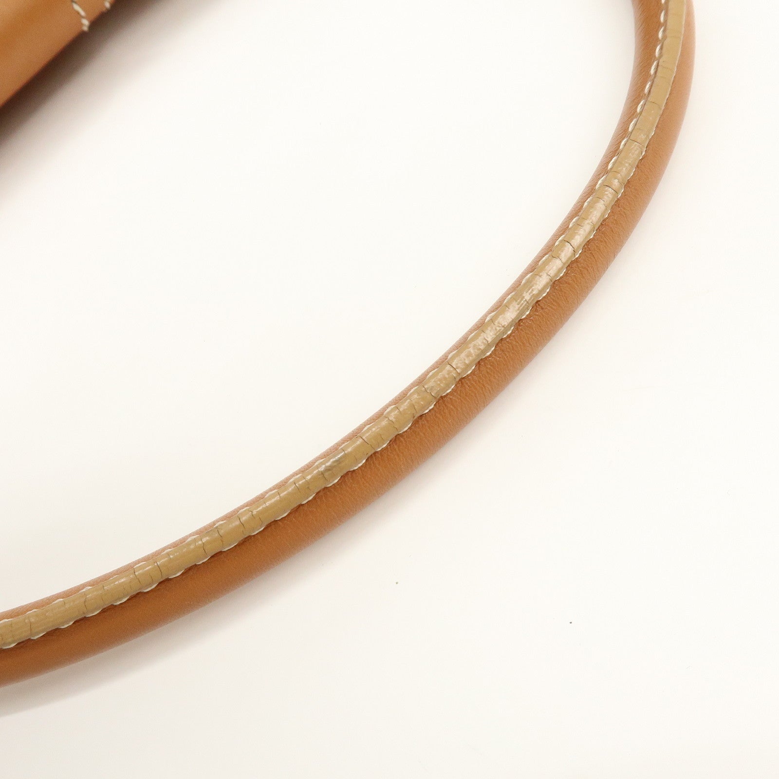 CELINE Chouquette Leather Hand Bag Shoulder Bag Camel