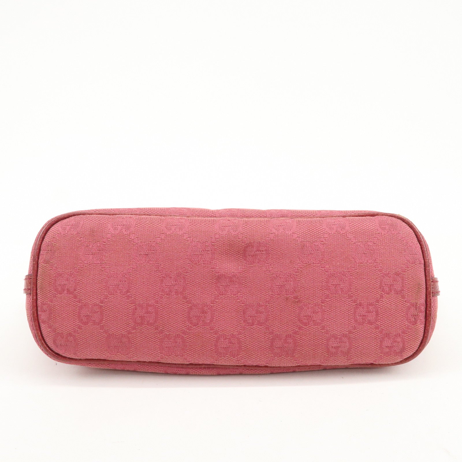 GUCCI Boat Bag GG Monogram Canvas Leather Hand Bag Pink 07198