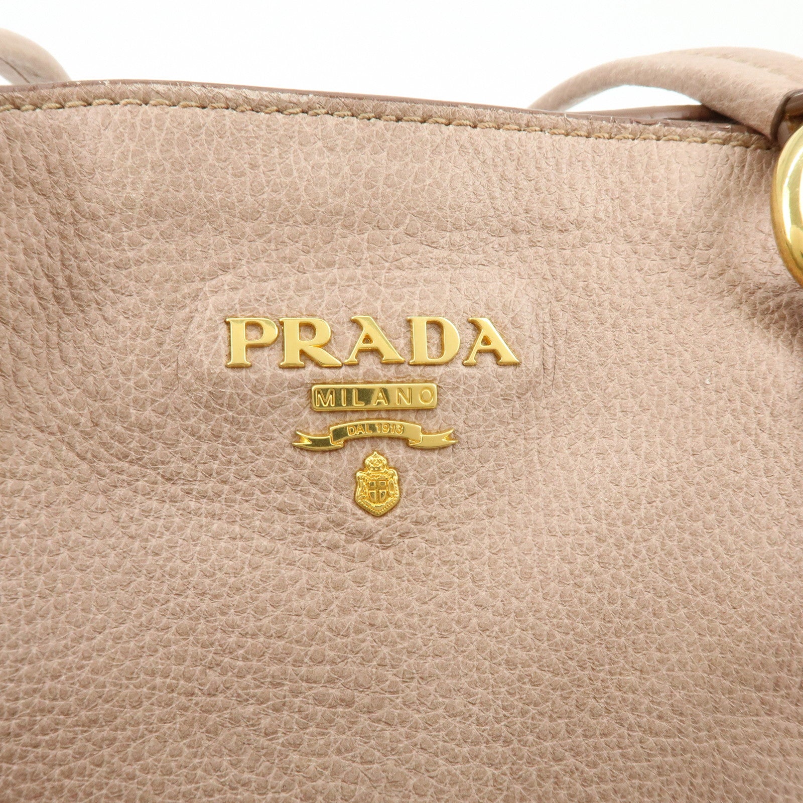 PRADA Logo Leather Tote Bag Shoulder Bag Pink