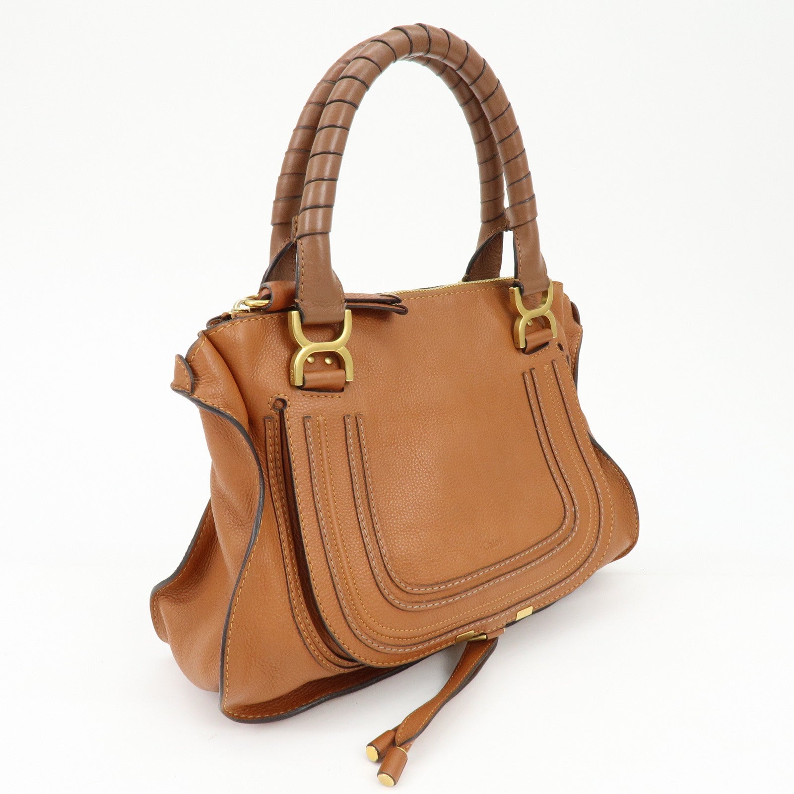 Chloe Marcie Leather Tote Bag Hand Bag Shoulder Bag Brown