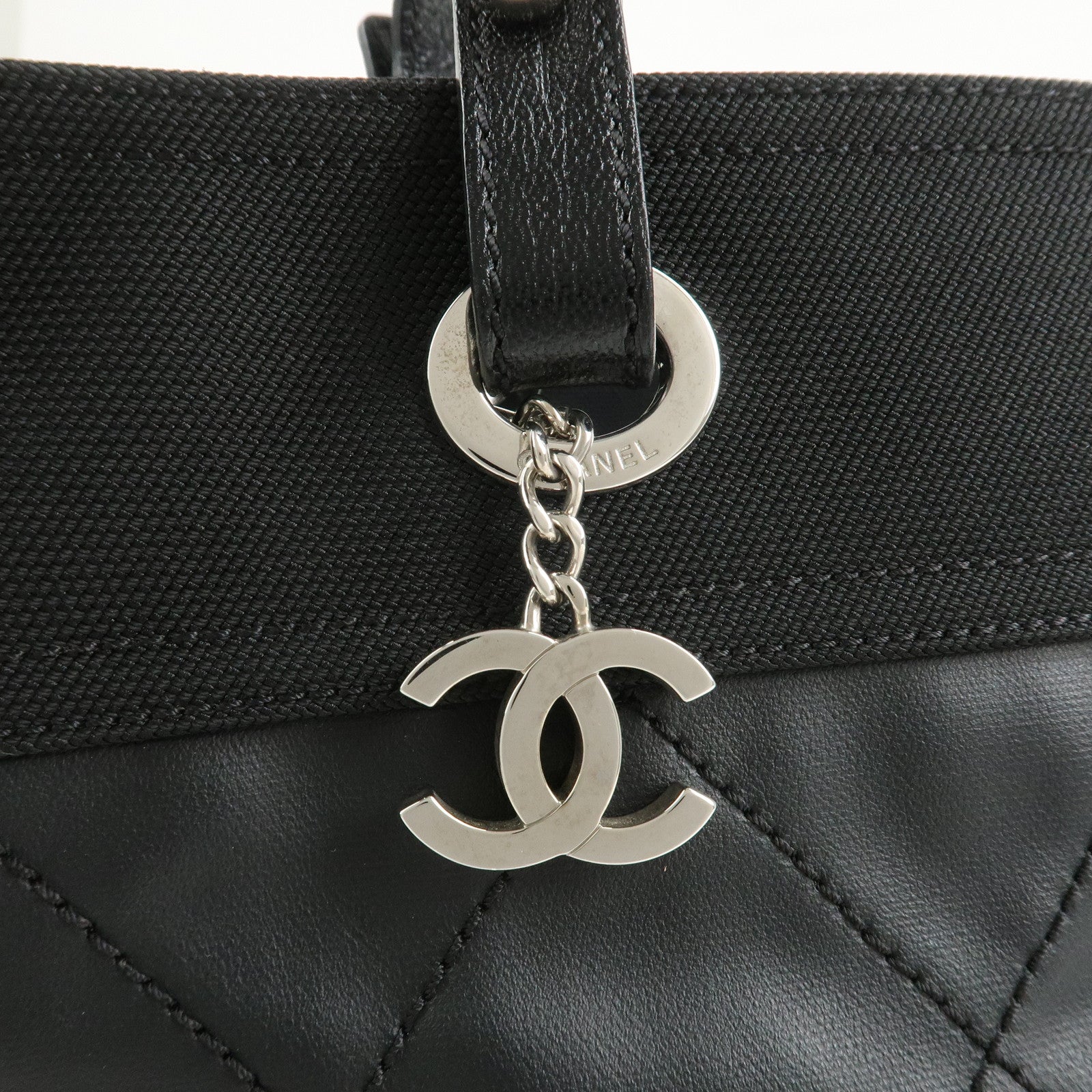 CHANEL Paris Biarritz Tote Bag Hand Bag MM Black A34209