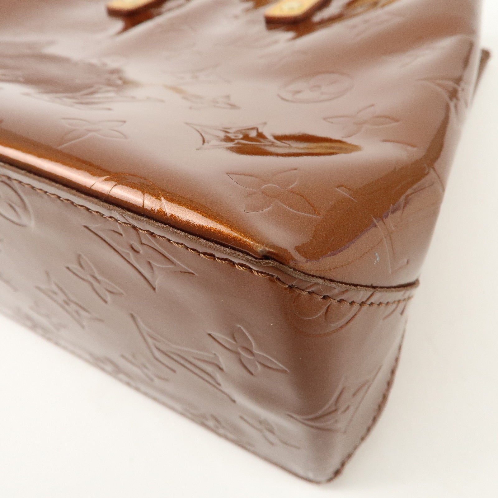 Louis Vuitton Monogram Vernis Lead PM Hand Bag Bronze M91146 Used