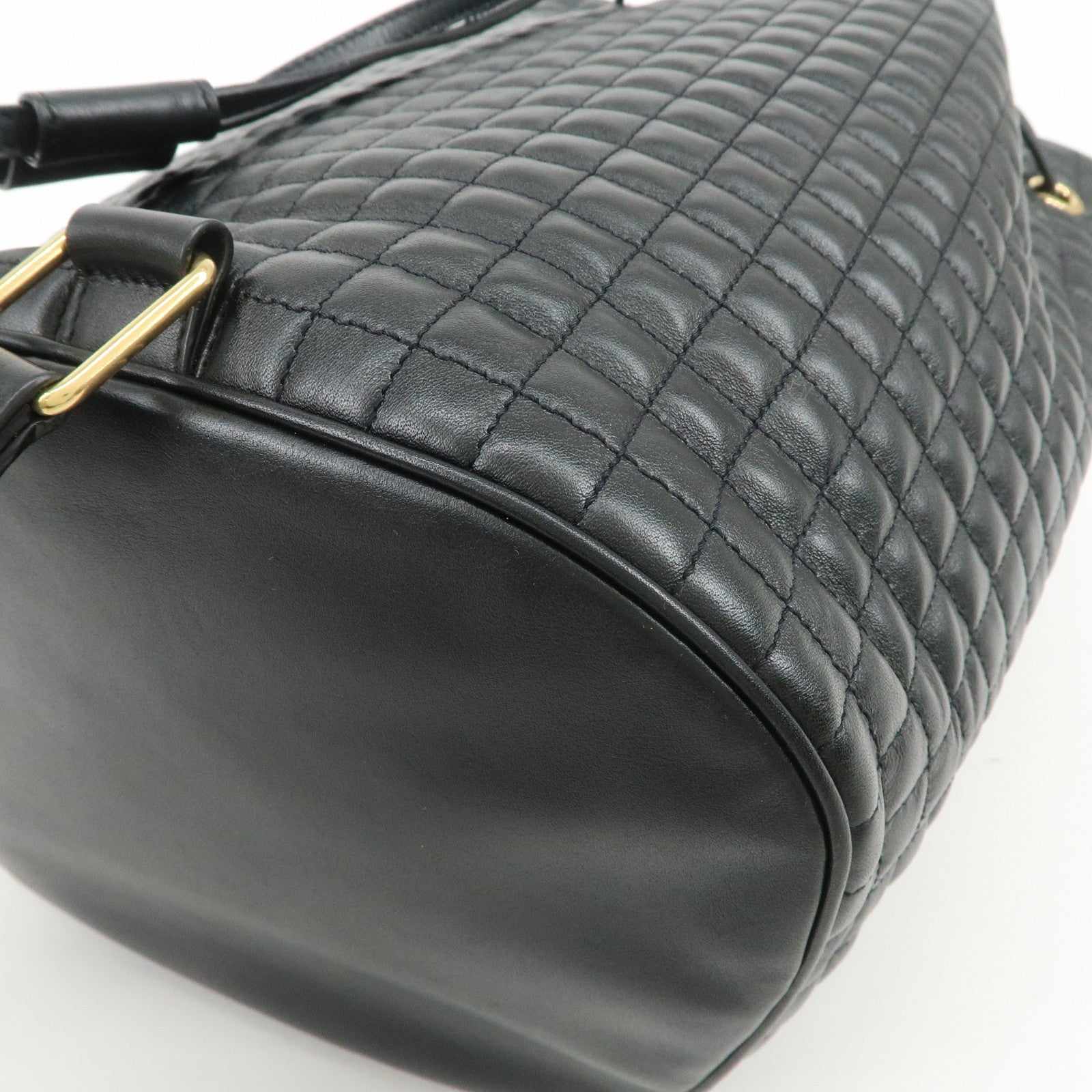 CELINE Logo Leather Backpack Rucksuck Shoulder Bag Black