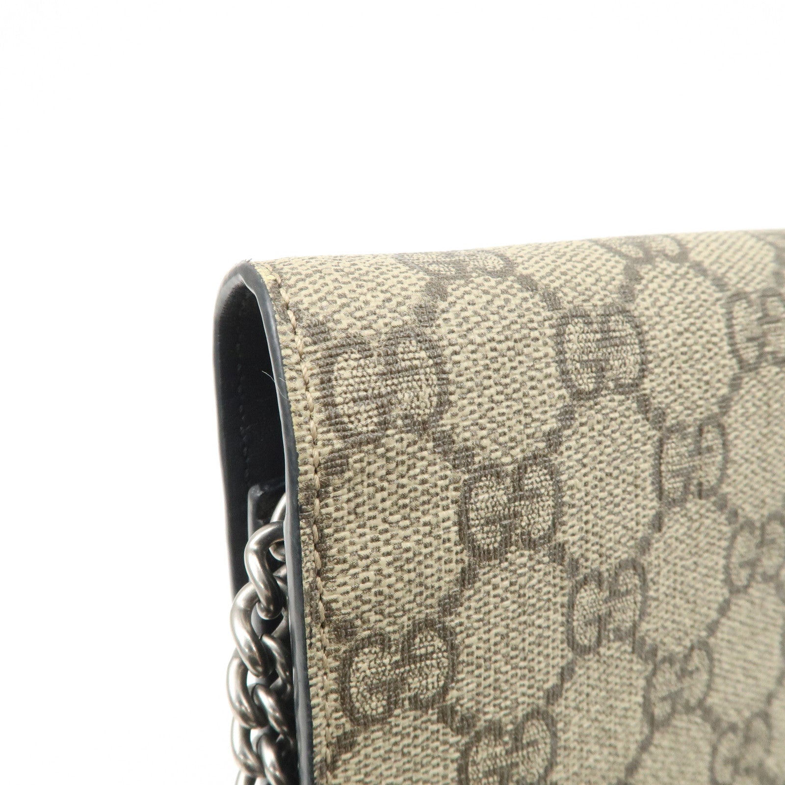 GUCCI Dionysus GG Supreme Chain Shoulder Bag Beige Used