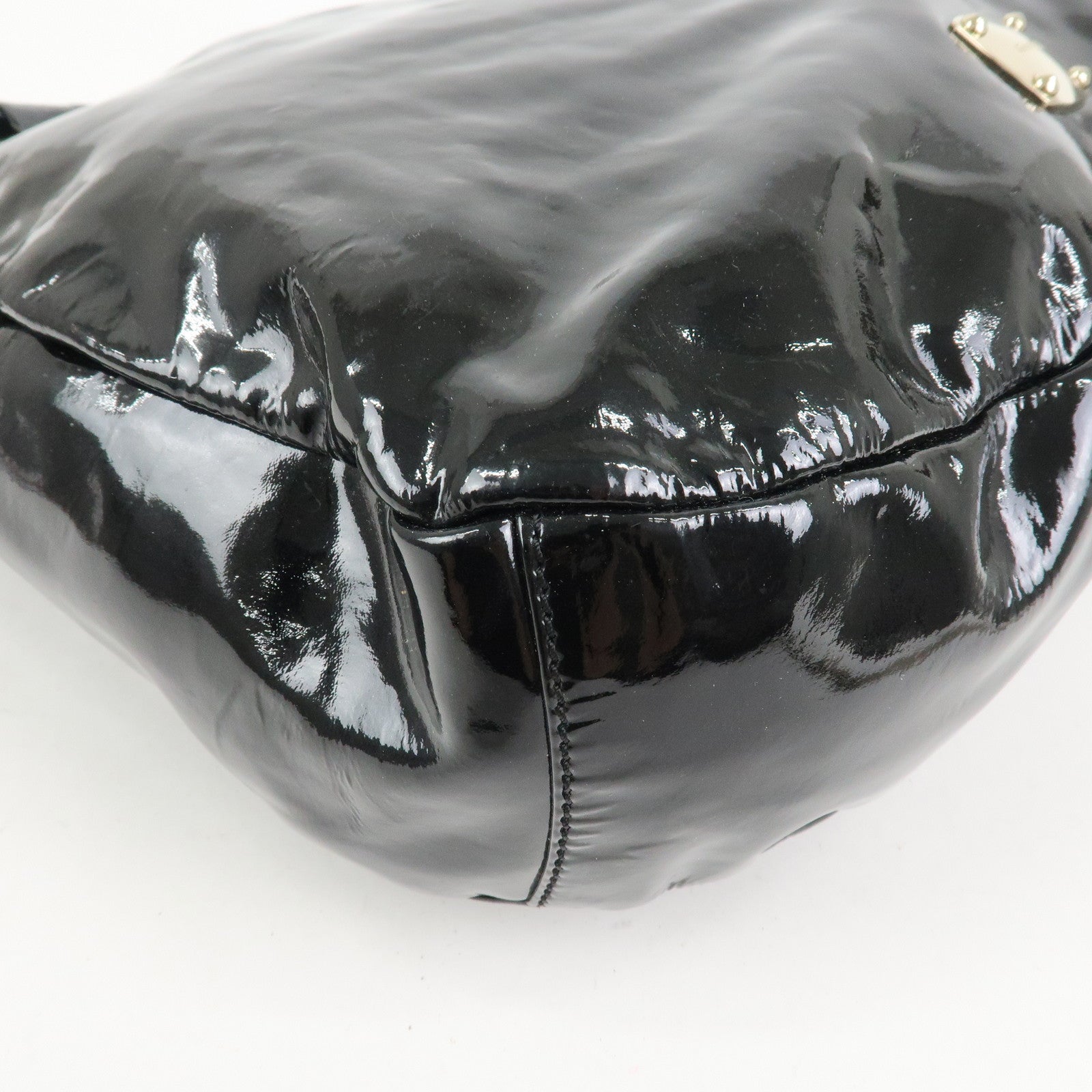 JIMMY CHOO Patent Leather Leather Sky Bag Shoulder Bag Black