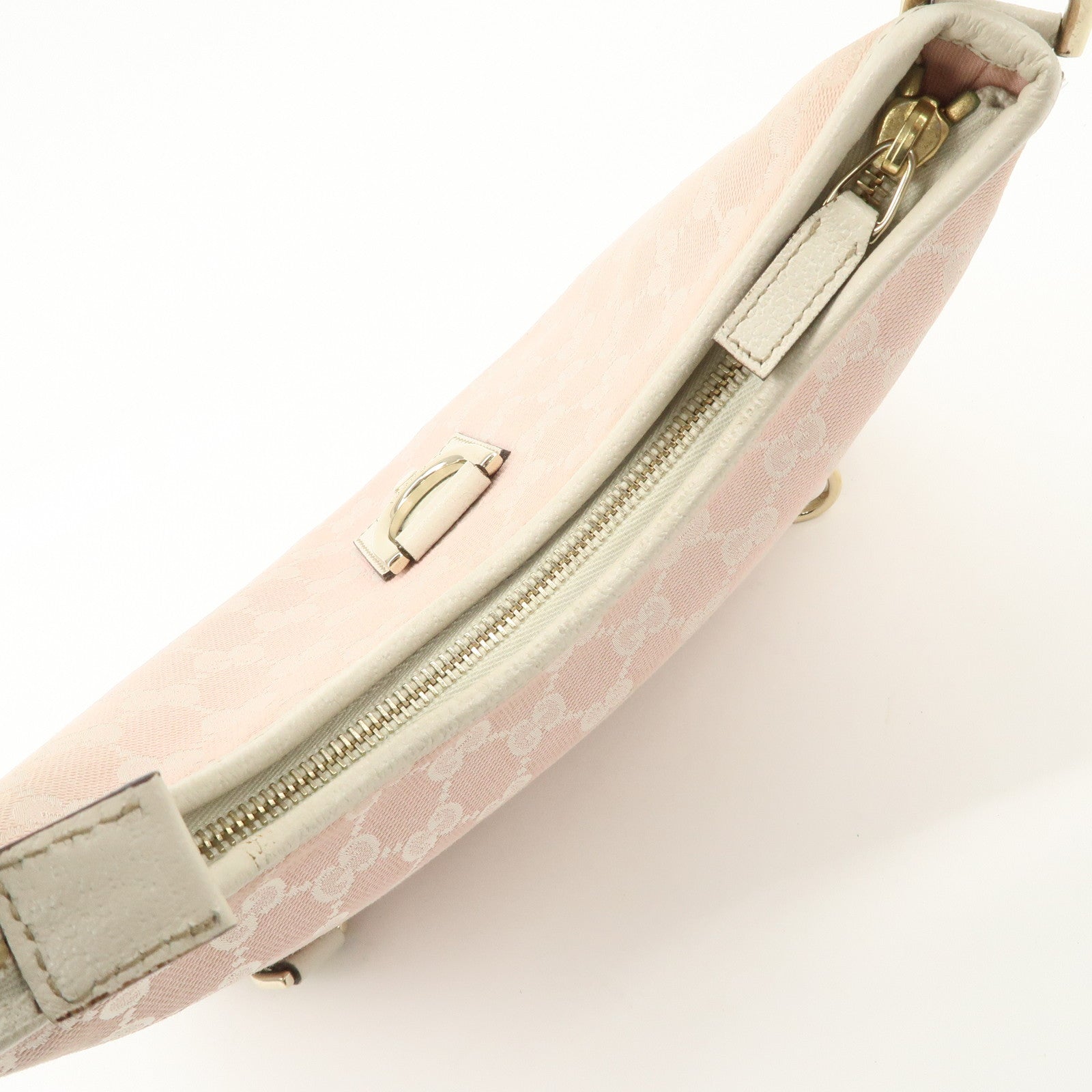 GUCCI Abbey GG Canvas Leather Shoulder Bag Ivory Pink 130738 Used