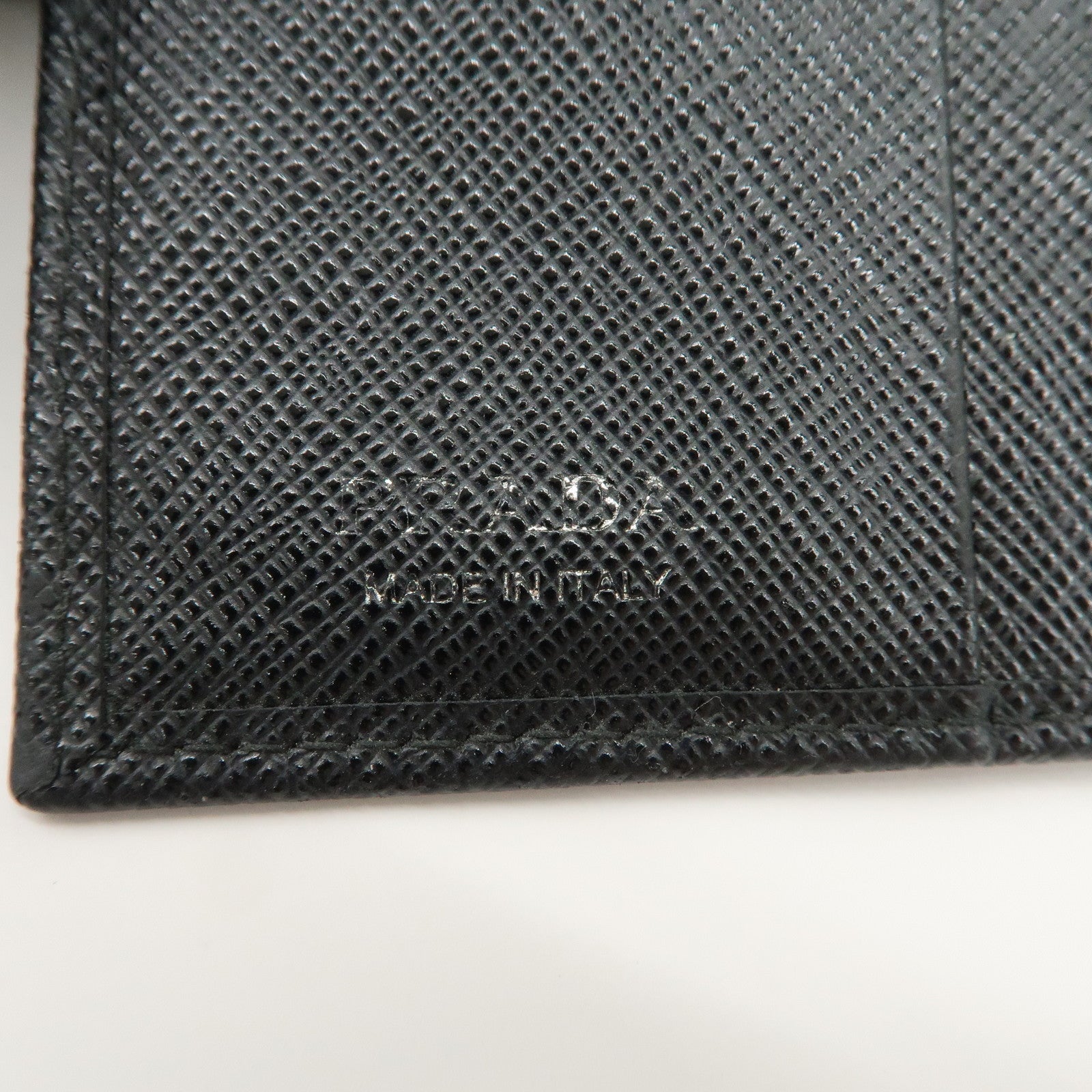 PRADA Triangle Logo Saffiano Leather Bi-Fold Compact Wallet Black