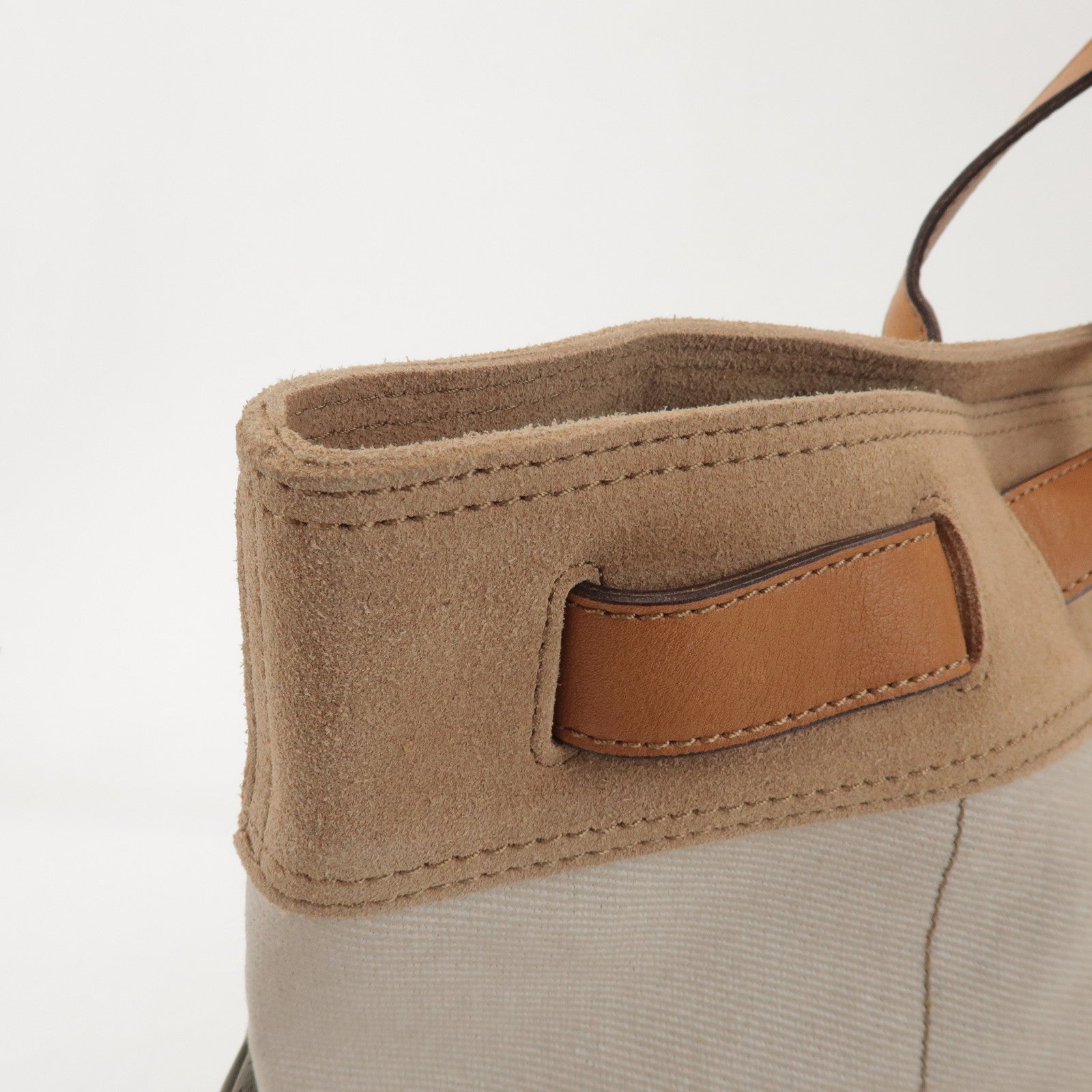 BURBERRY Blue Label Canvas Suede Leather Tote Bag Natural Brown