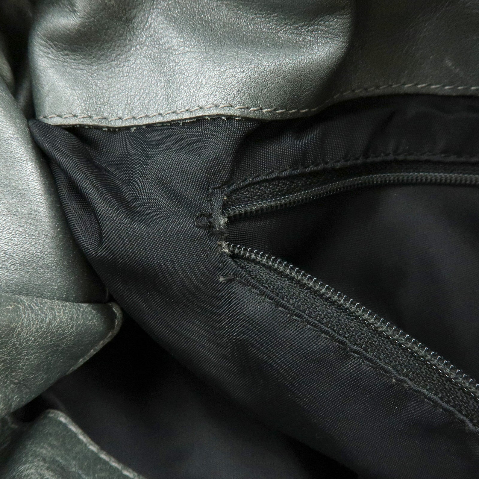 Christian Dior Cannage Nylon Leather Tote Bag Shoulder Bag Gray