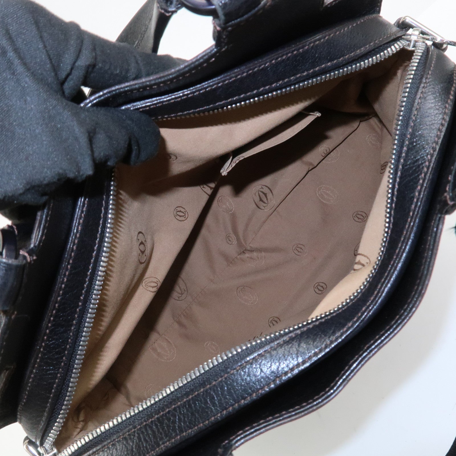 Cartier Marcello Leather Hand Bag Tote Bag Black